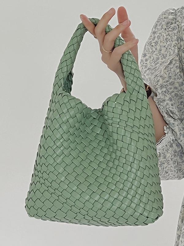 Solid Color Woven Bags Handbags Product Image