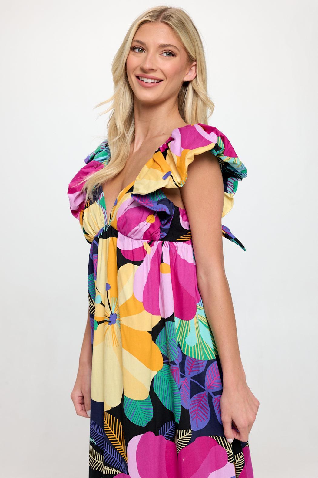 Big Multi Floral Lola Dress Product Image