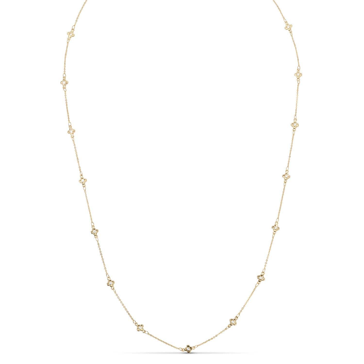 Delicate Cz Accented Quatrefoil Accented Necklace Product Image