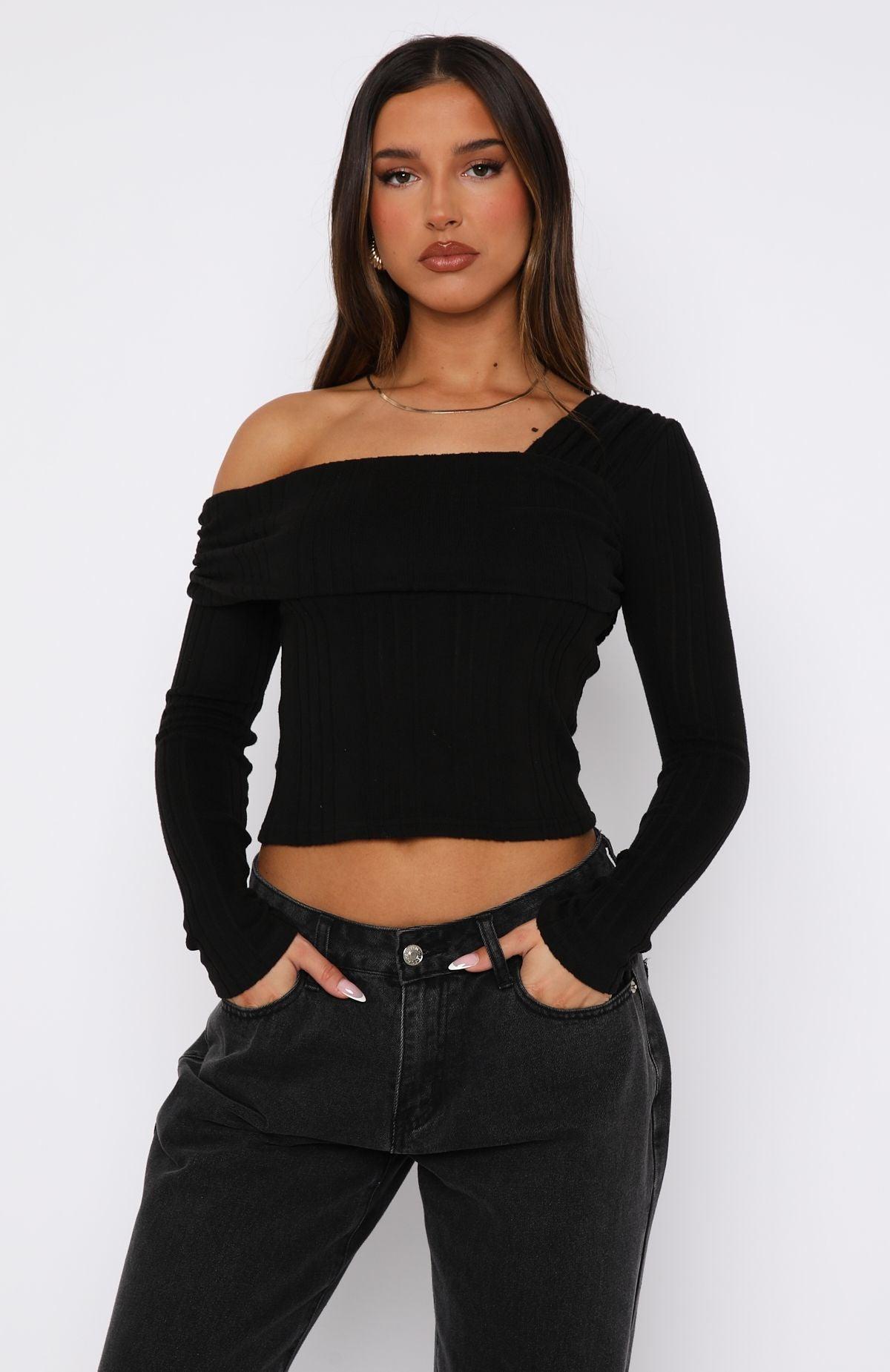 Hanging With You Long Sleeve Top Black Product Image
