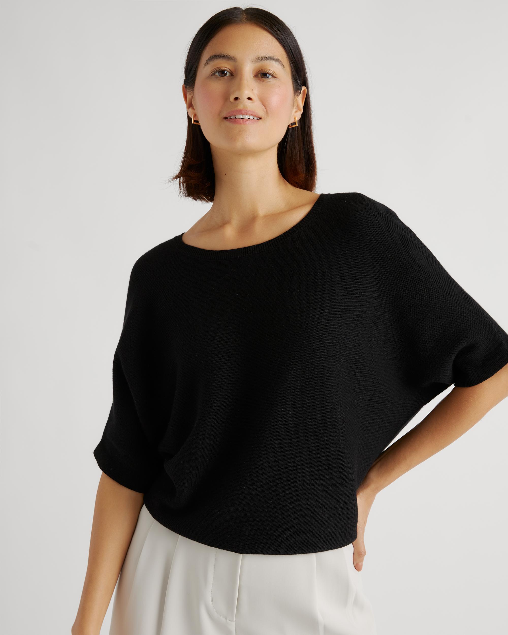 Quince | Women's Lightweight Cotton Cashmere Link-Stitch Dolman Sweater Size XS Product Image
