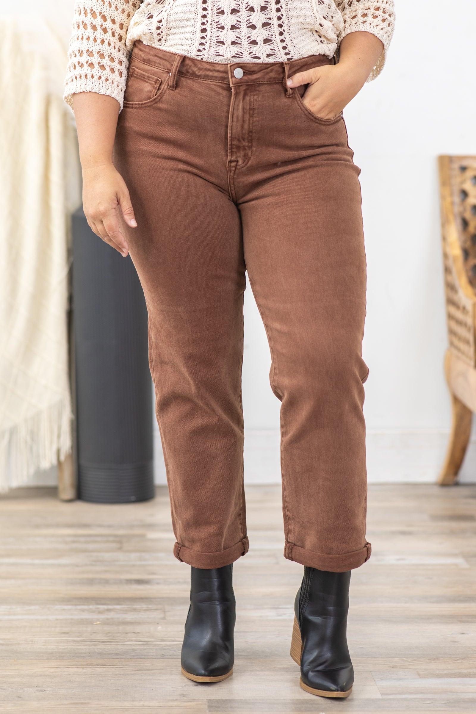 Risen Espresso Wash High Rise Boyfriend Pant Product Image
