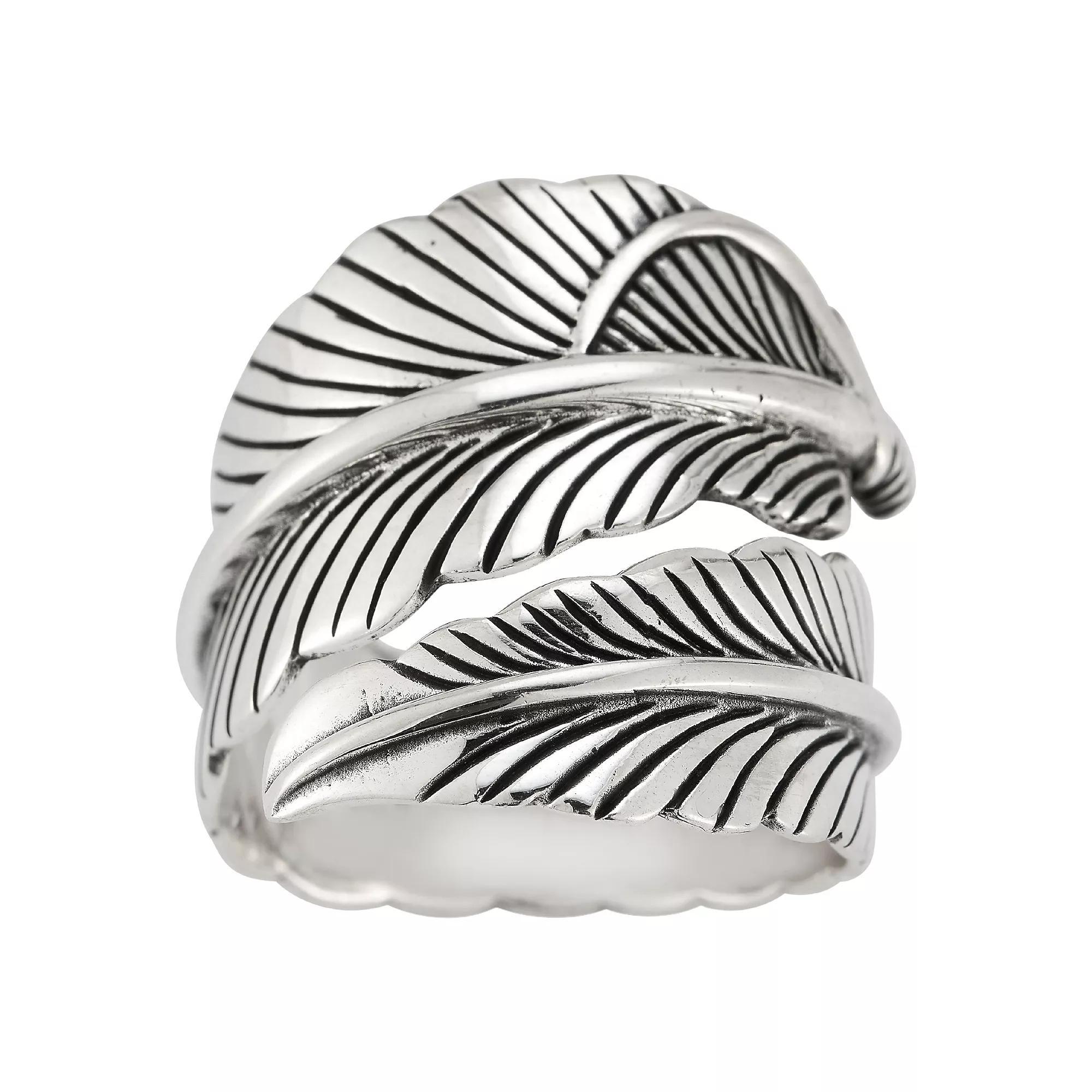 Menster Sterling Silver Oxidized Feather Ring, Men's, Size: 9 Product Image