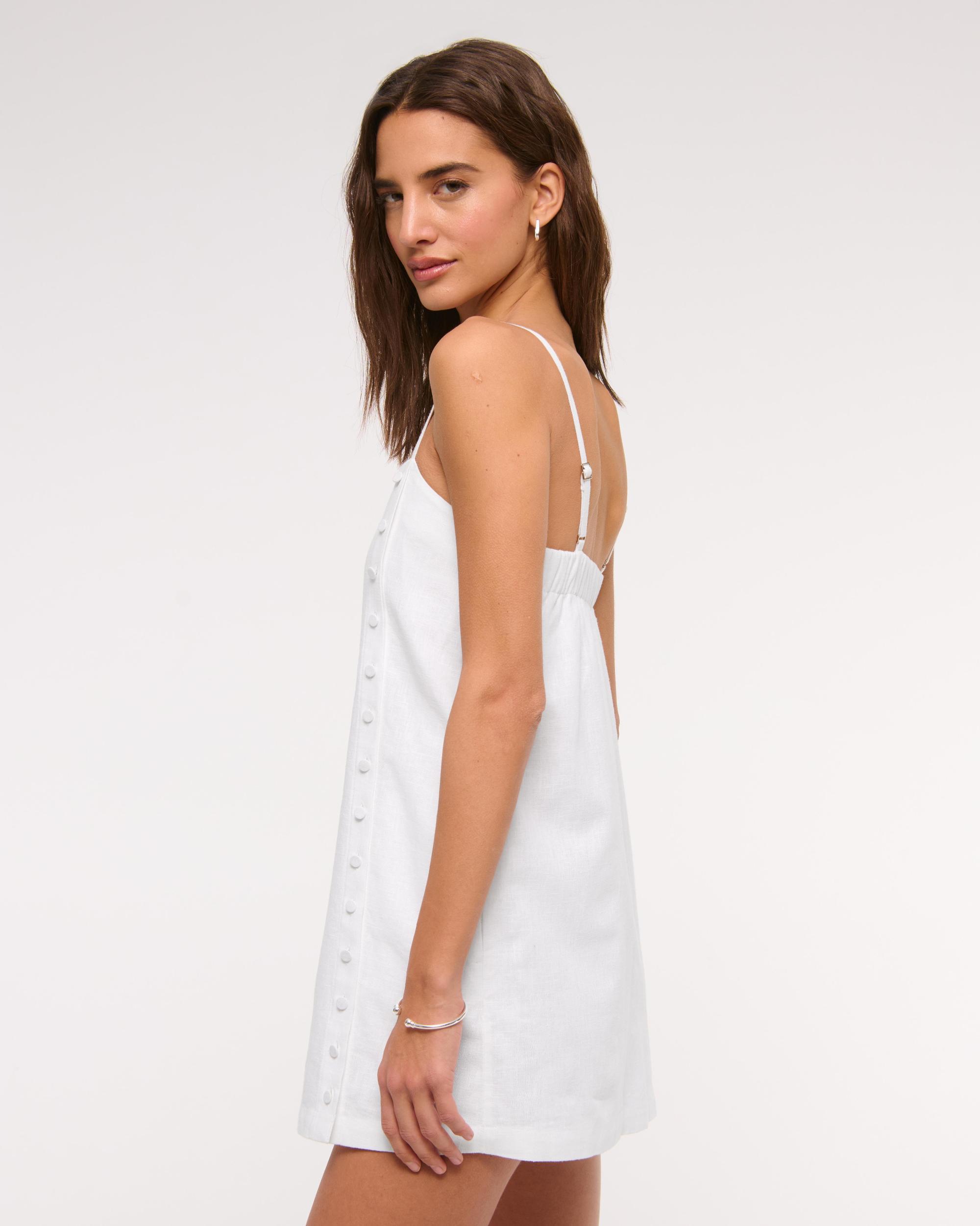 Linen-Blend Button Skort Product Image
