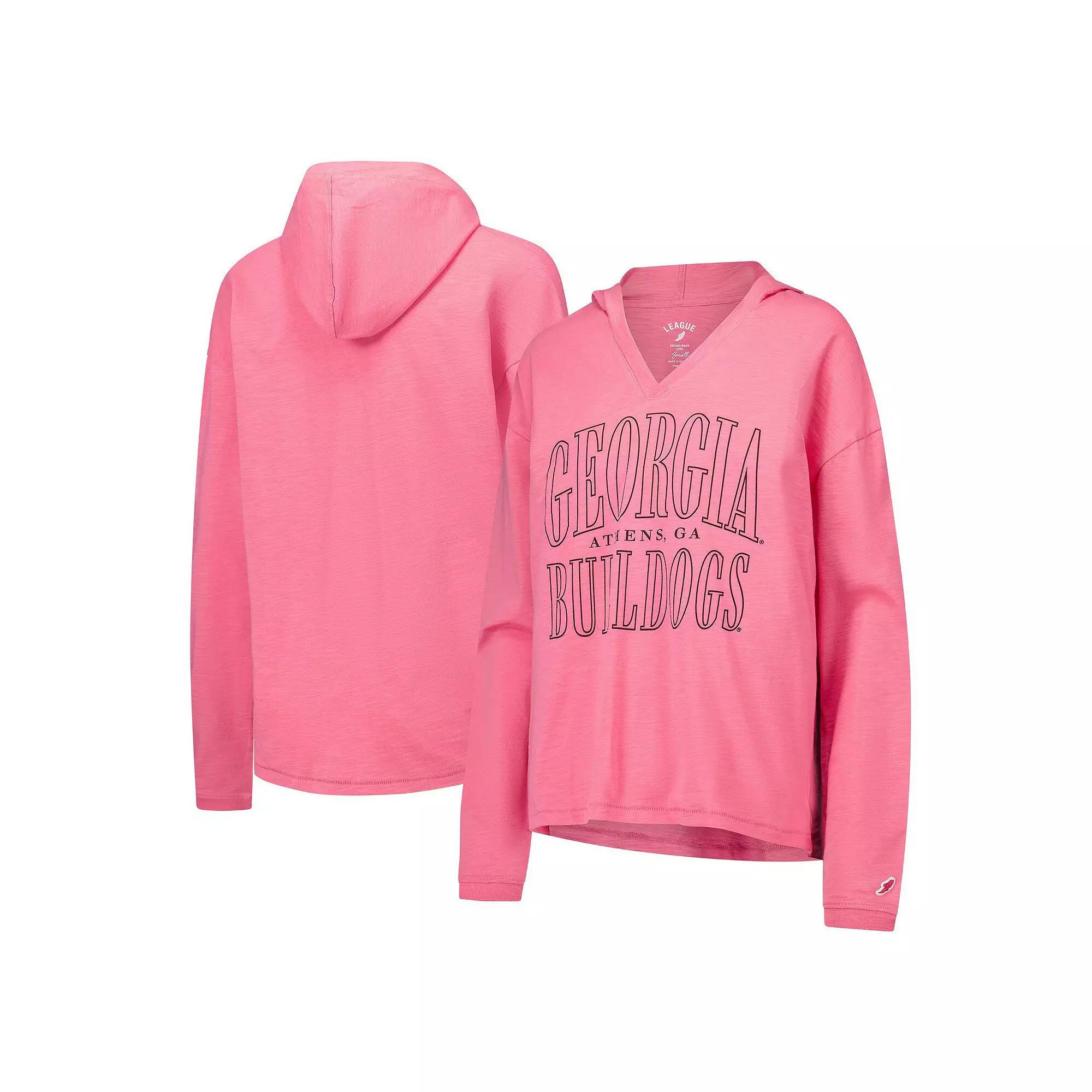 Women's League Collegiate Wear Red Georgia Bulldogs Slub Long Sleeve V-Neck Hoodie T-Shirt, Size: Medium Product Image