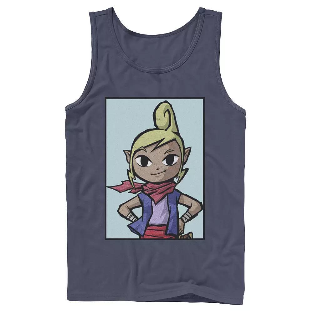 Mens Legend of Zelda Tetra Hands On Hips Blue Tank Top Product Image