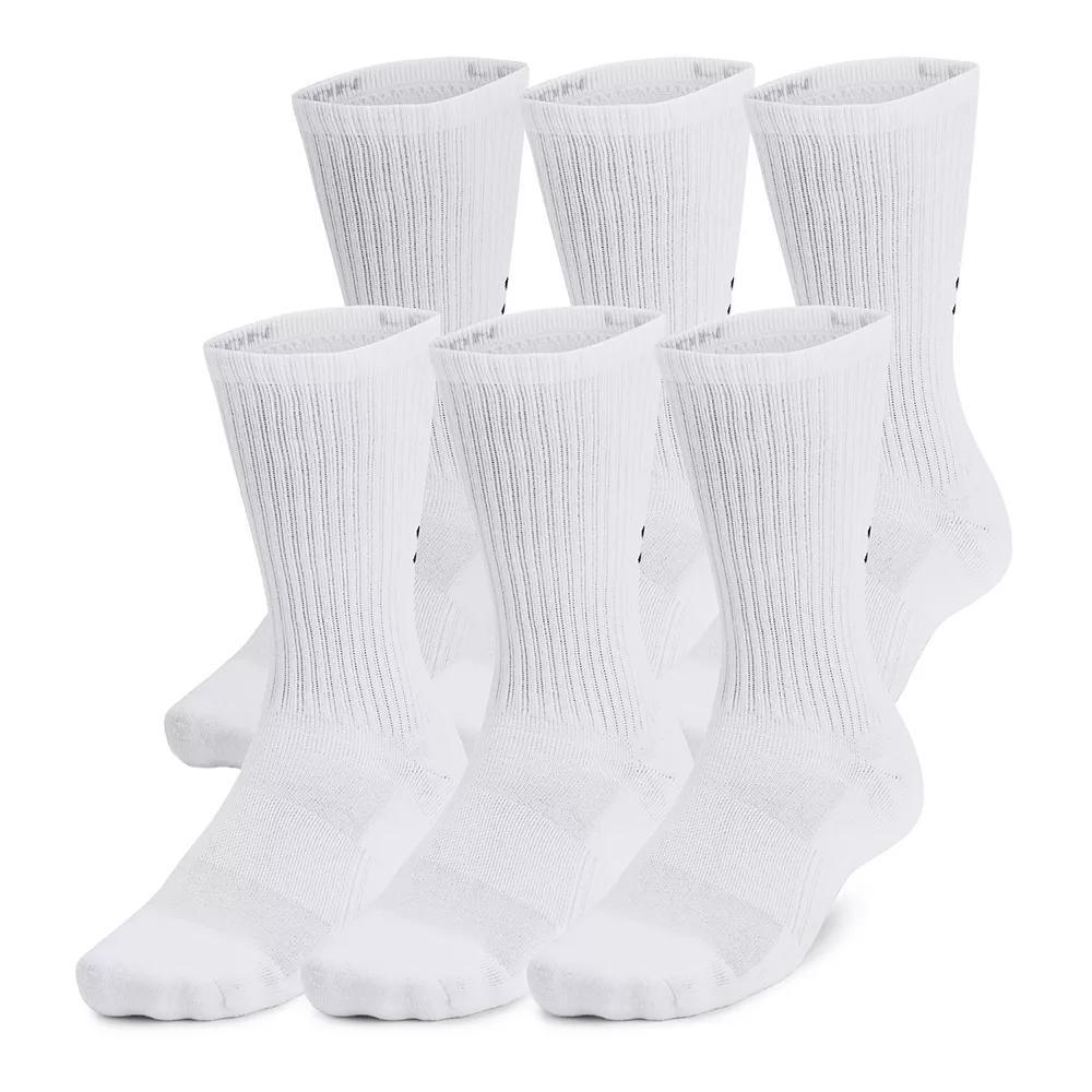 Under Armour Training Cotton 6-Pack Crew Socks, Men's, Size: Large, Black Product Image