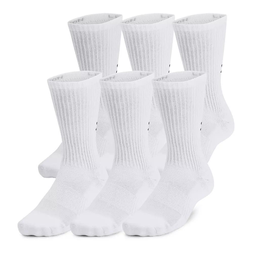 Under Armour Training Cotton 6-Pack Crew Socks, Men's, Size: Large, Black Product Image