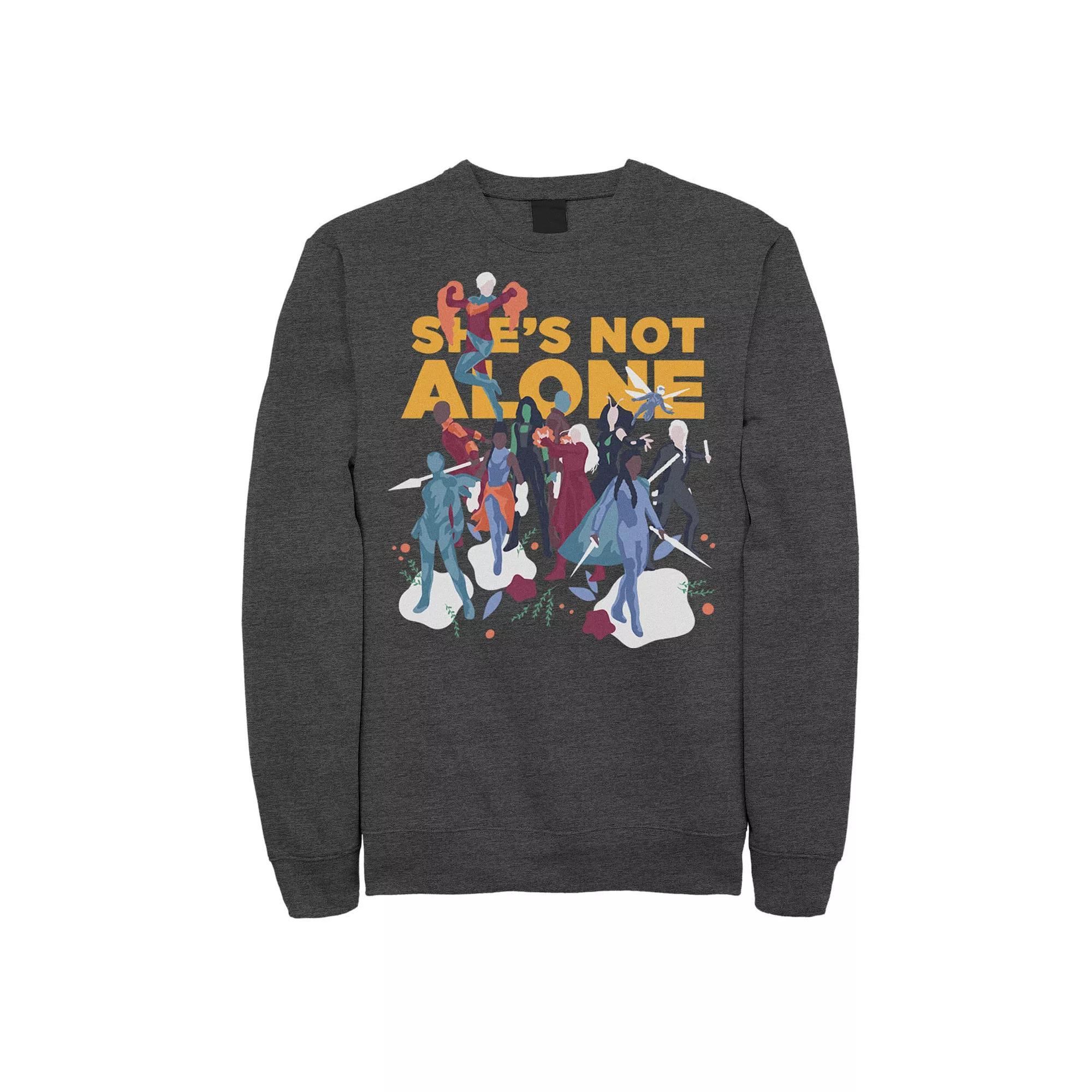Men's Marvel Avengers Shes Not Alone Group Shot Sweatshirt, Size: Medium, Grey Heather Product Image