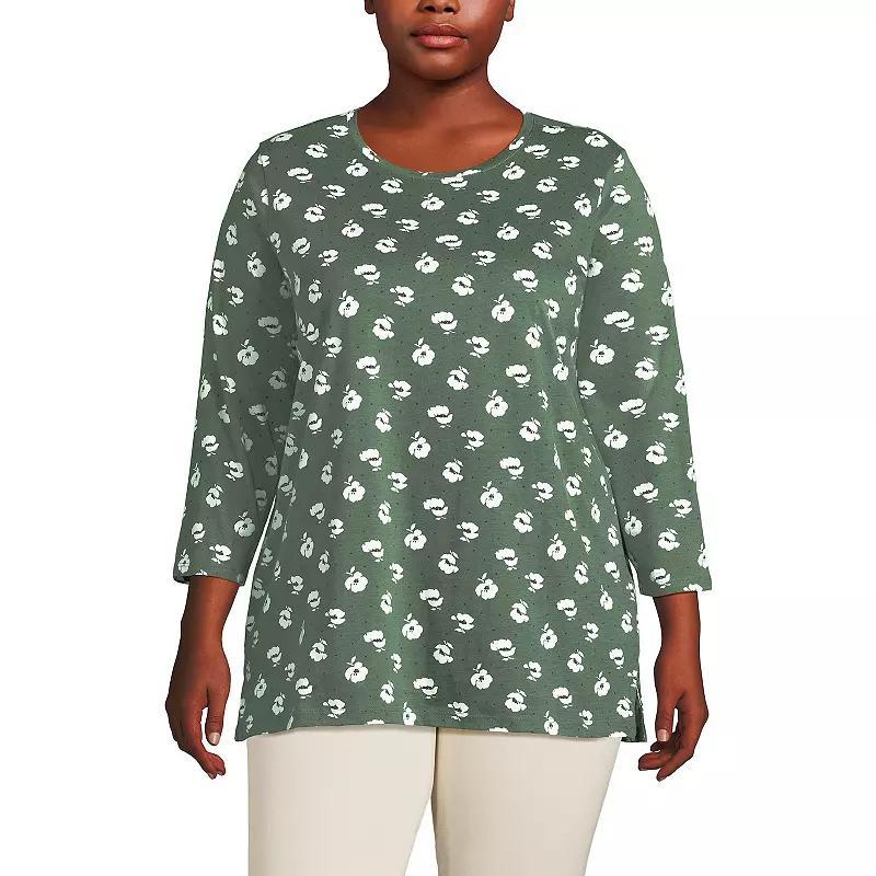 Plus Size Lands' End Supima Cotton Relaxed Fit Crewneck Tunic, Women's, Size: 3XL, Soft Orchid Stripe Product Image