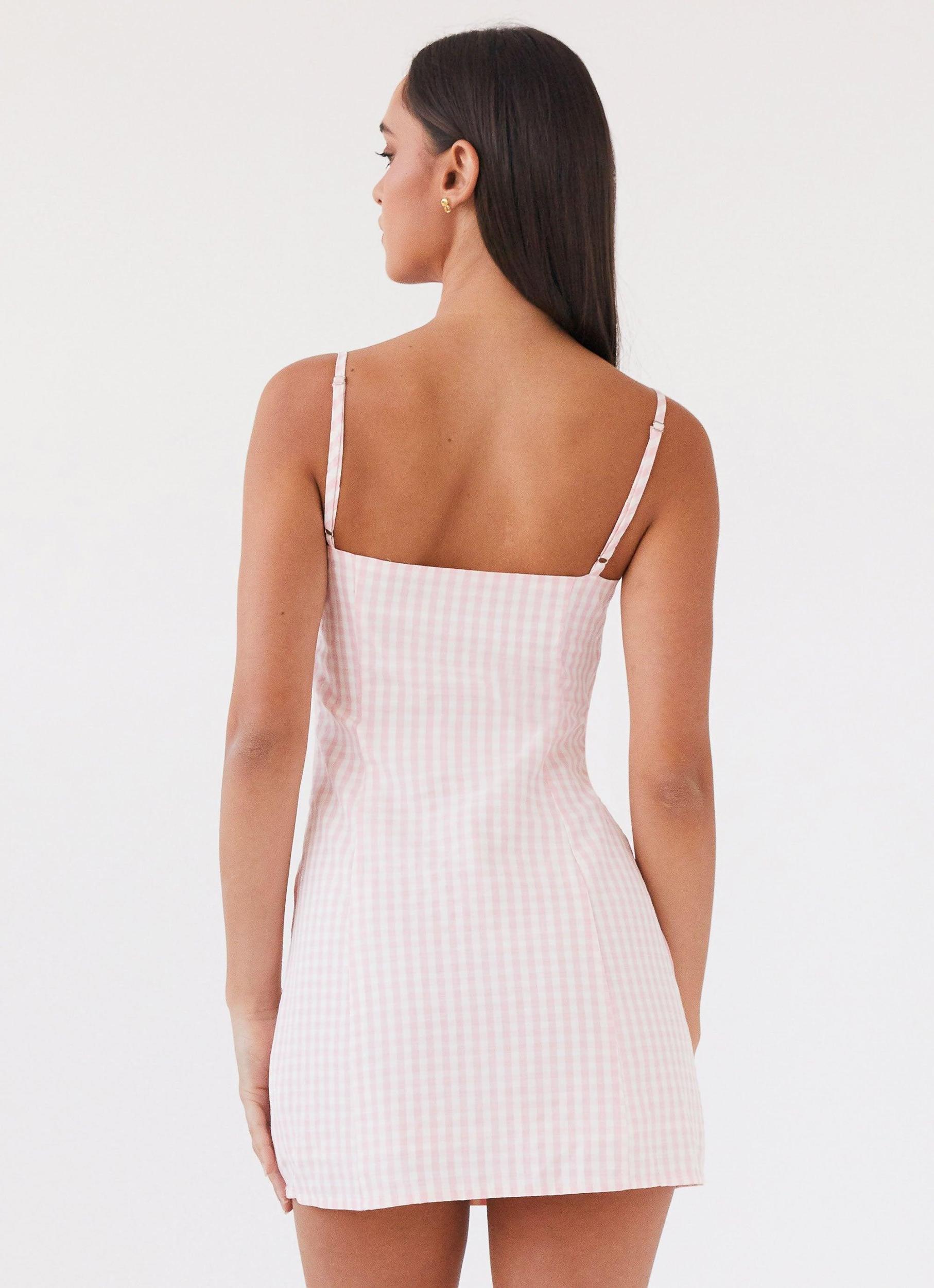 Bellissima Bustier Mini Dress - Pink Gingham Product Image