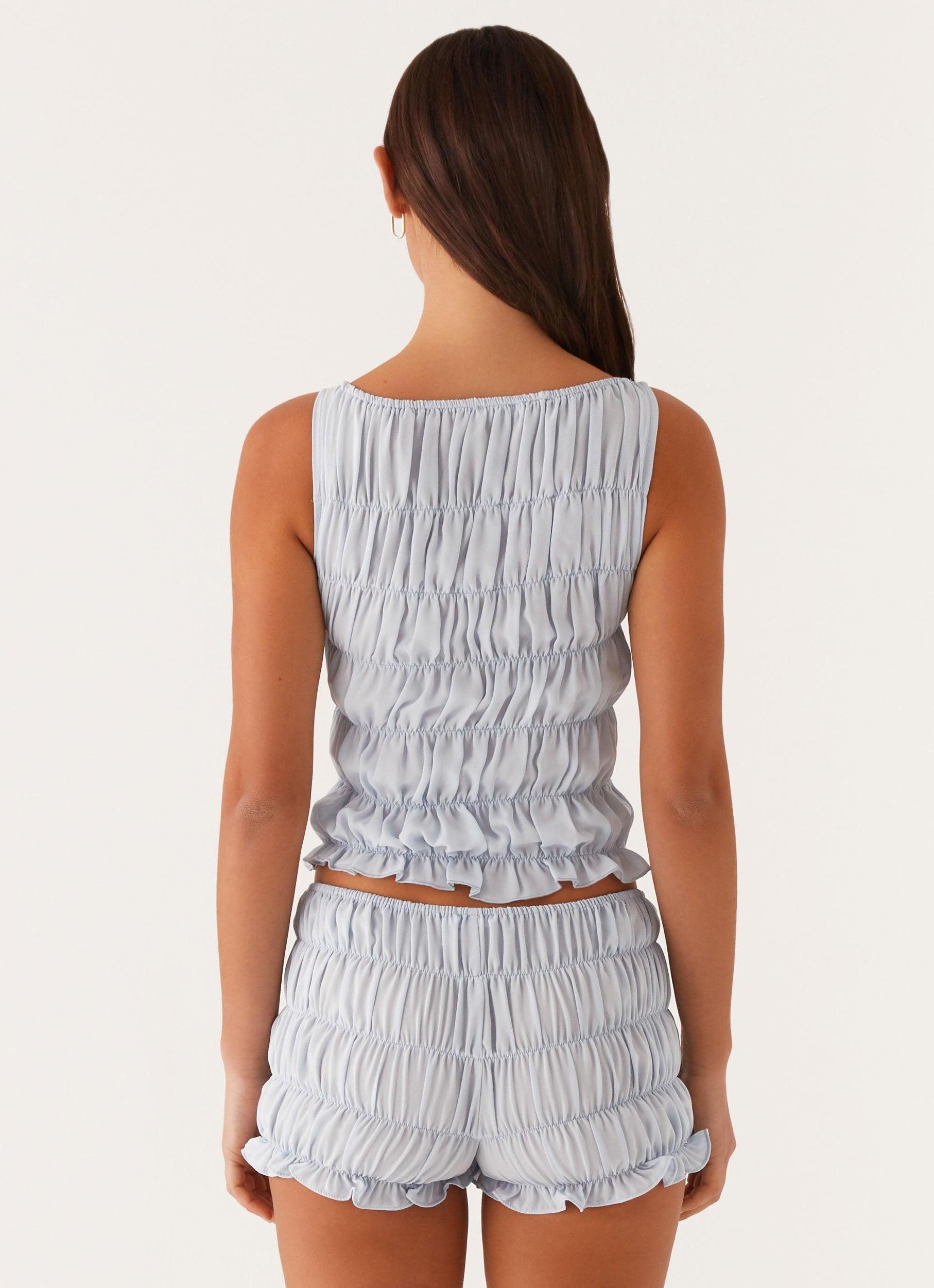 Messina Ruched Tank Top - Blue Product Image