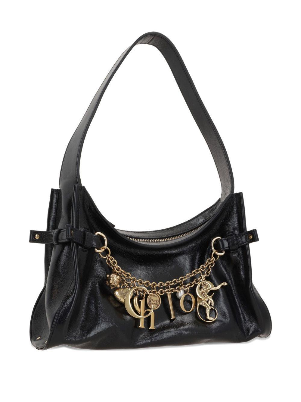 Charms embellished leather shoulder bag Product Image