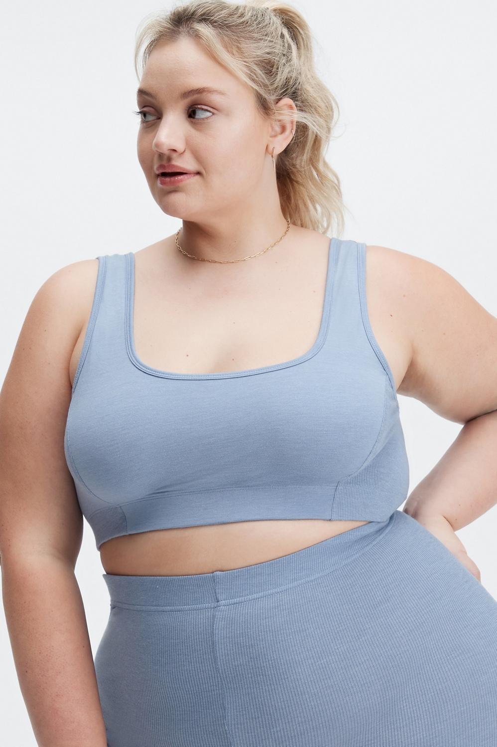 Fabletics RestoreKnit Scoop Back Bralette Womens blue Size XL Product Image