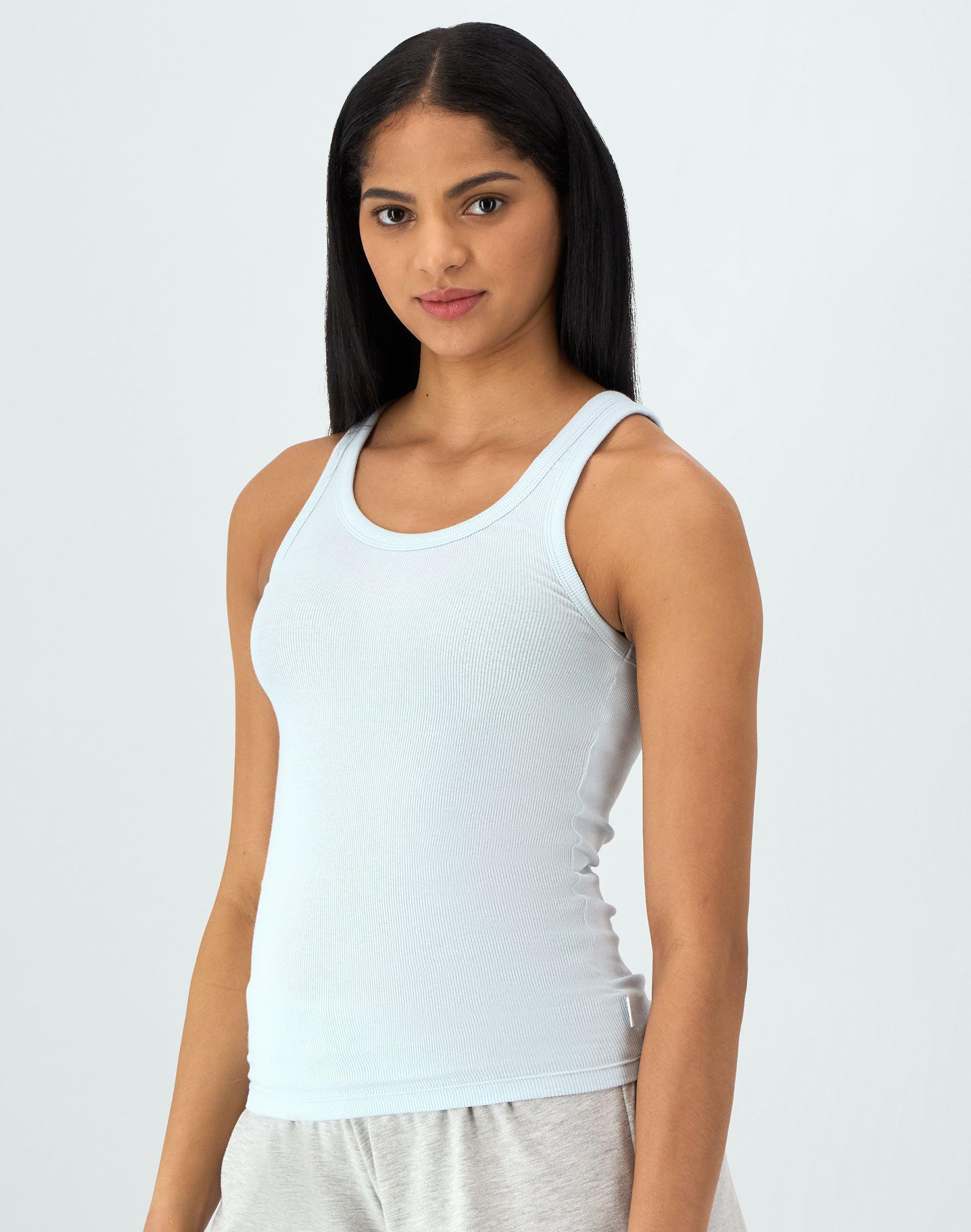 Hanes Originals Comfywear Womens Rib Tank Silence Blue XS Product Image