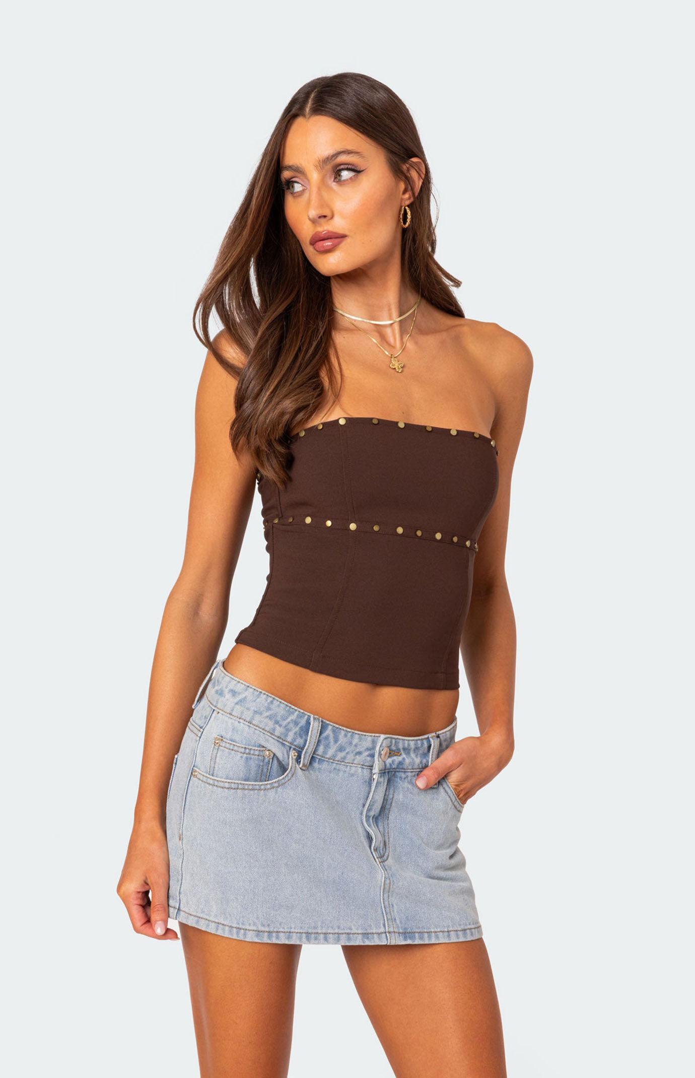 Edikted Women's Darcy Studded Lace Up Corset Product Image