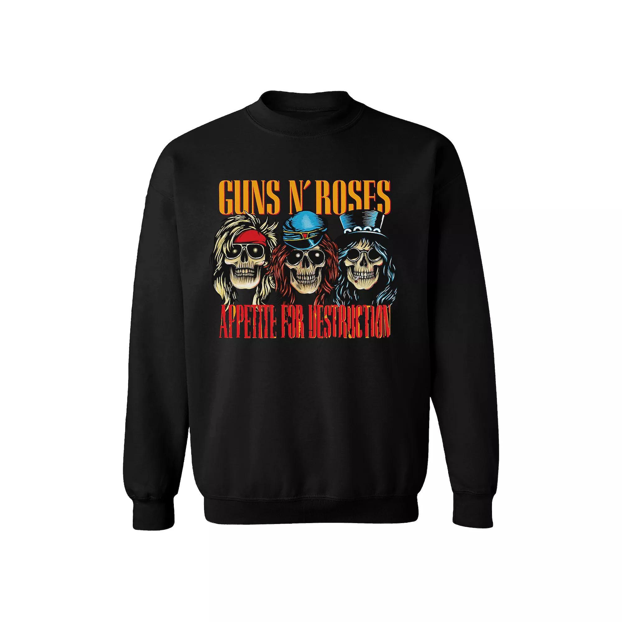 Men's Guns n' Roses Skulls Sweatshirt, Size: Large, Black Product Image