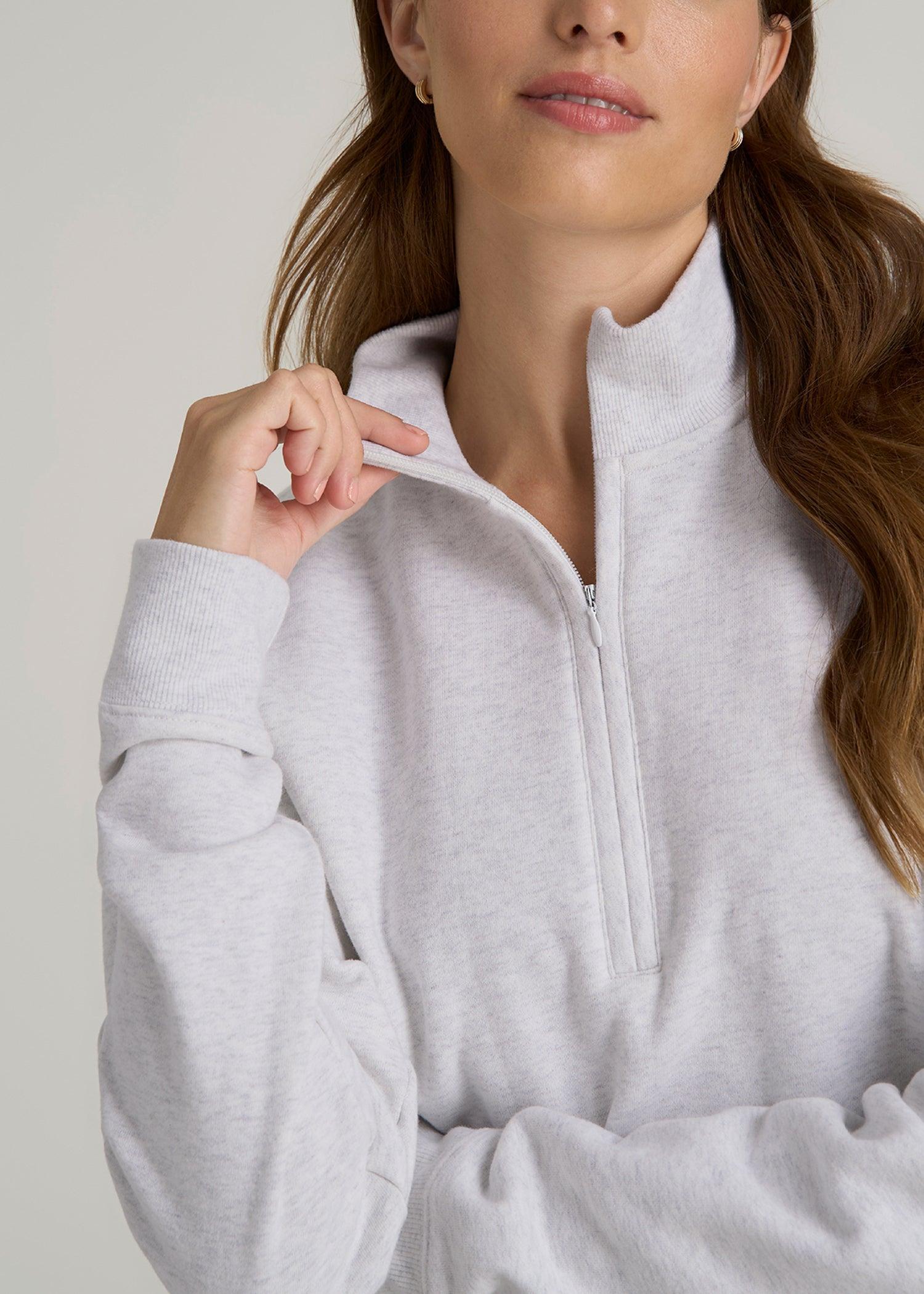Wearever 2.0 Half-Zip Cropped Sweatshirt for Tall Women in Heather Cloud White Product Image