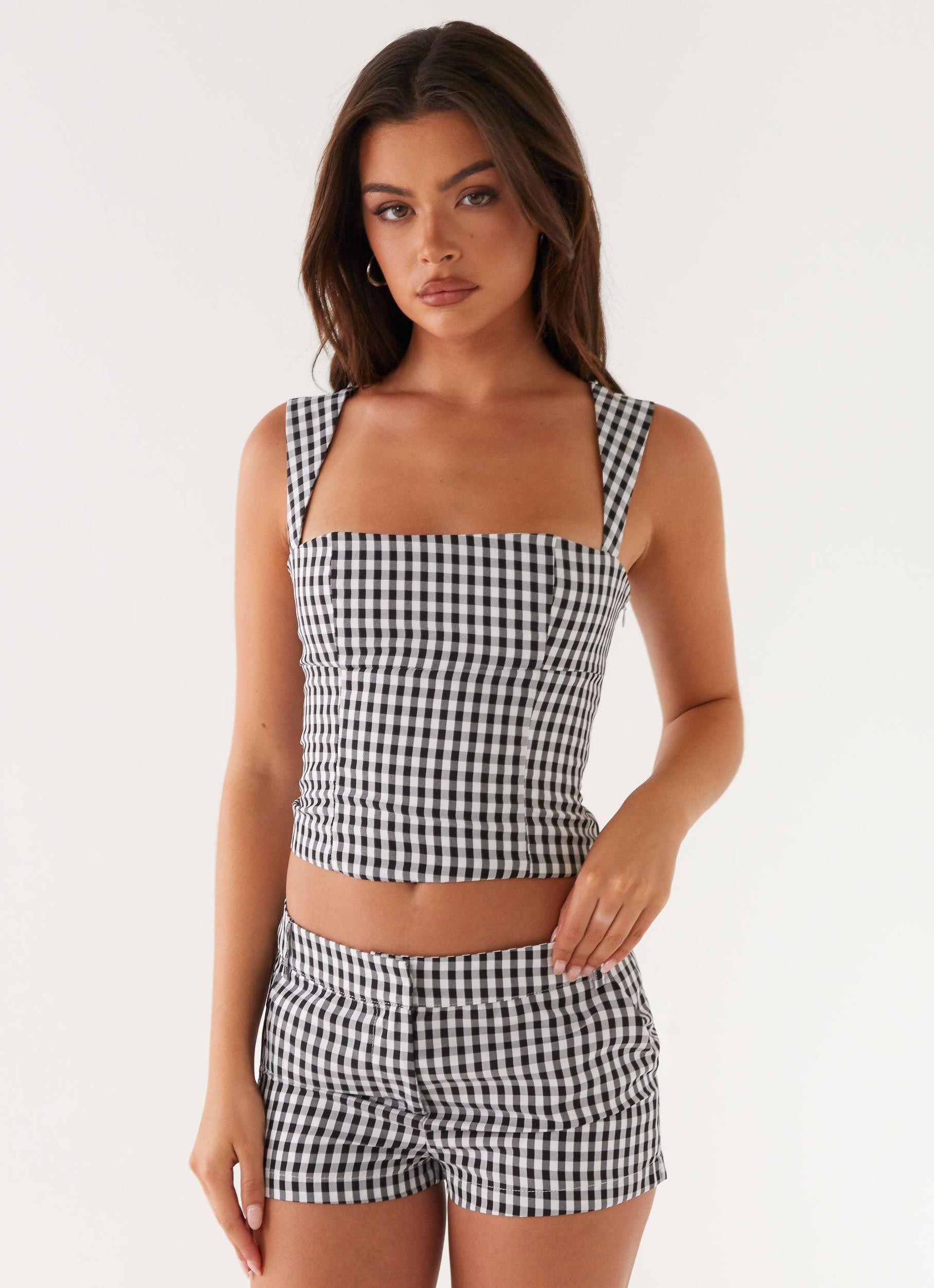 Clayton Top - Black Gingham Product Image