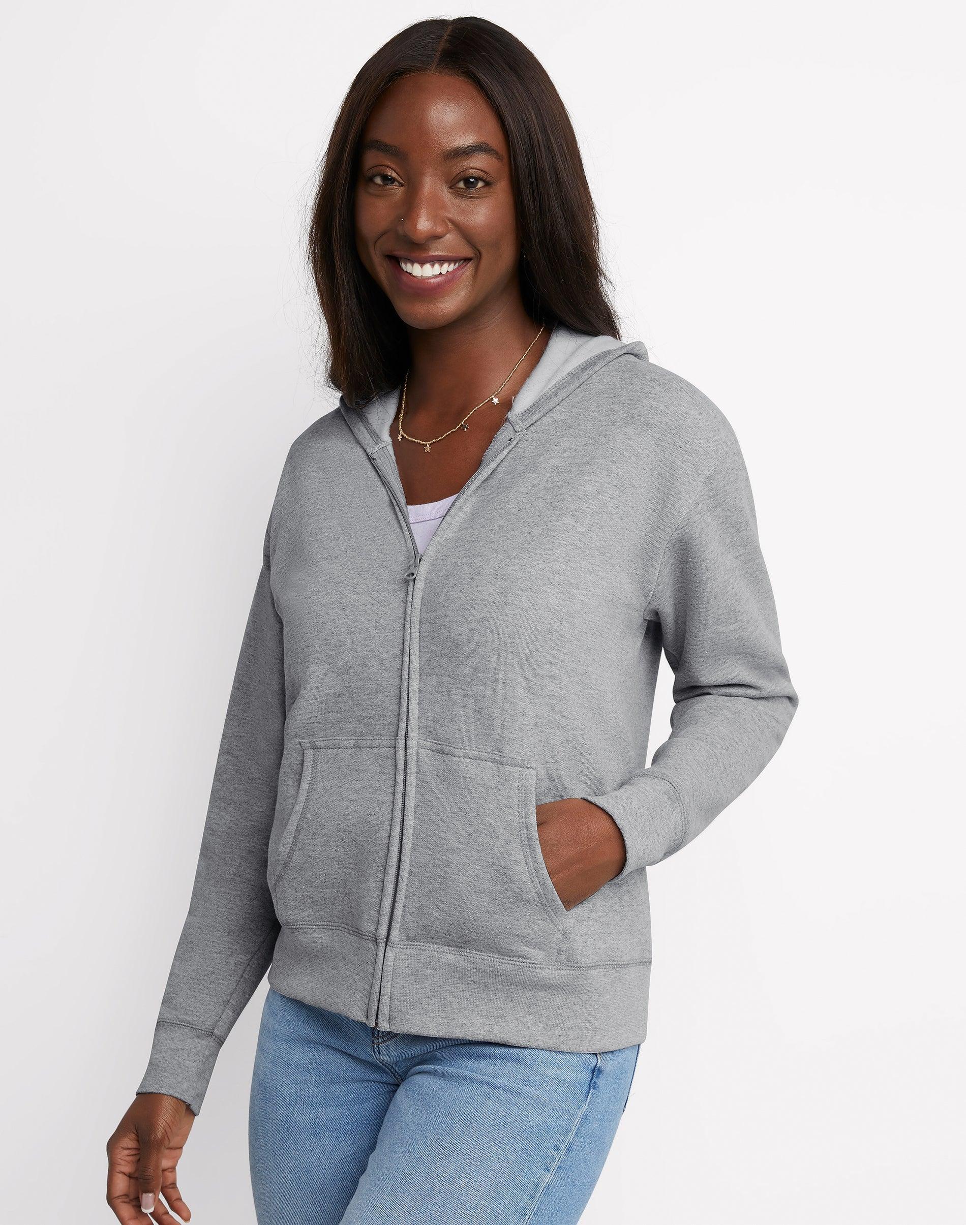 Hanes EcoSmart Womens Full-Zip Fleece Hoodie White S Product Image