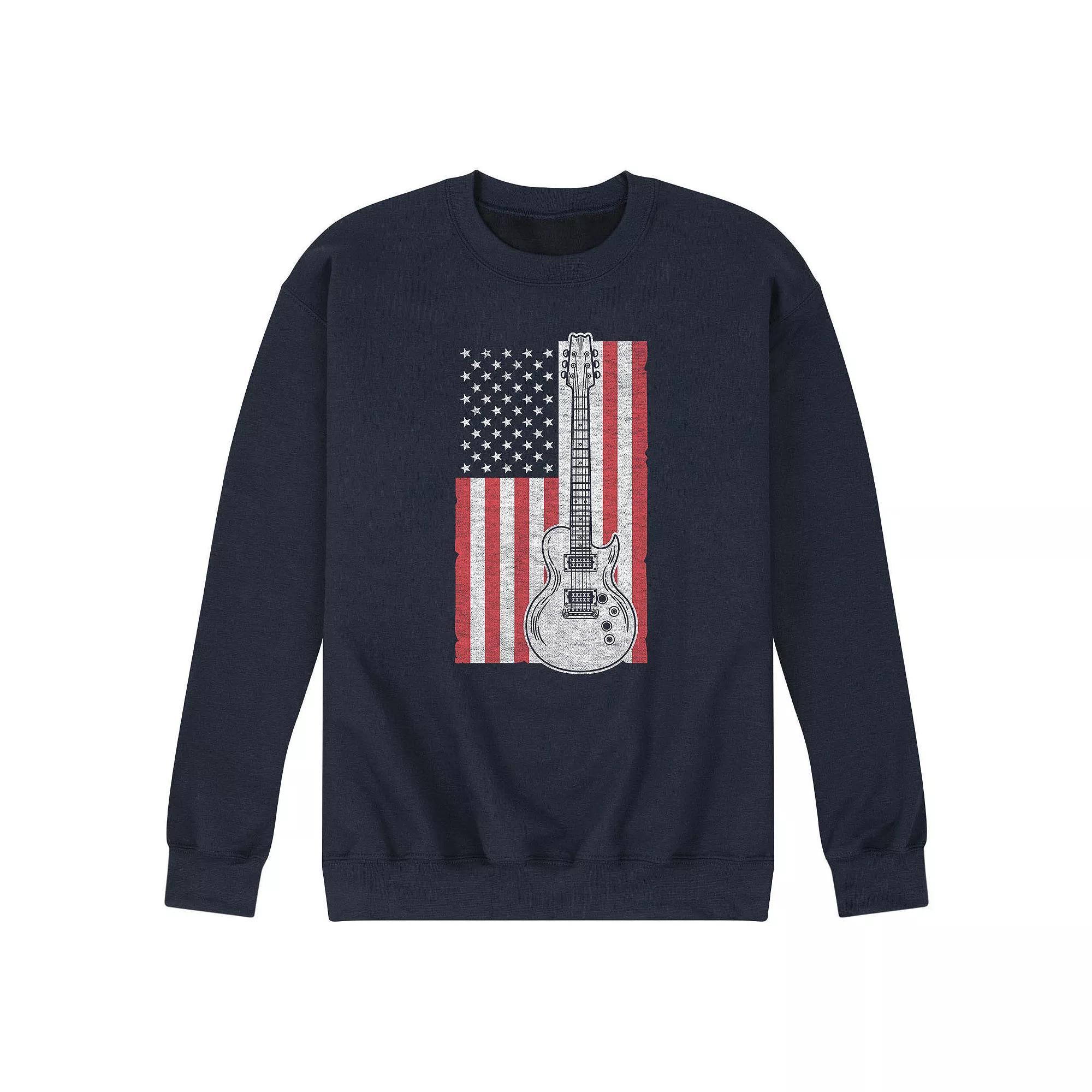 Mens USA Flag Guitar Graphic Fleece Product Image