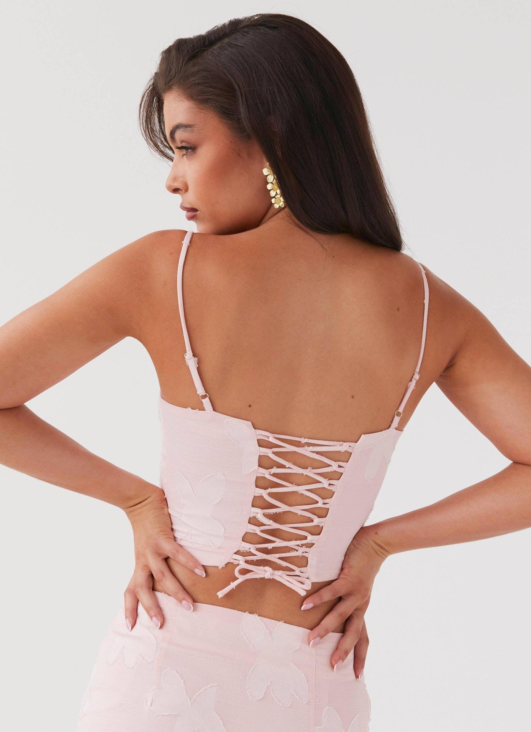 Best Love Lace Up Top - Pink Petal Product Image