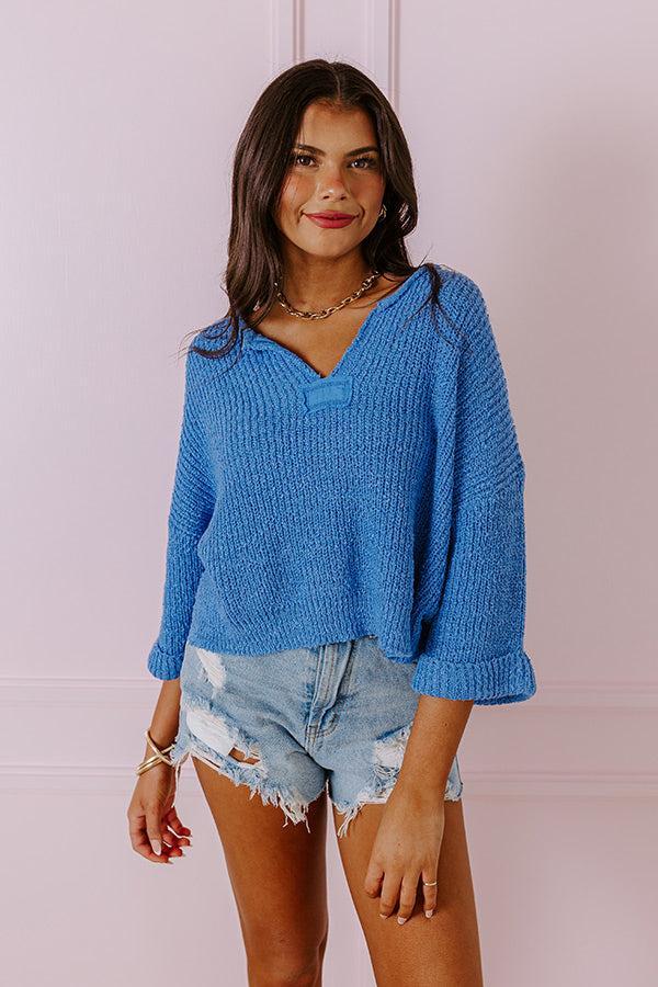 Vacation Vibes Knit Top in Ocean Blue Product Image