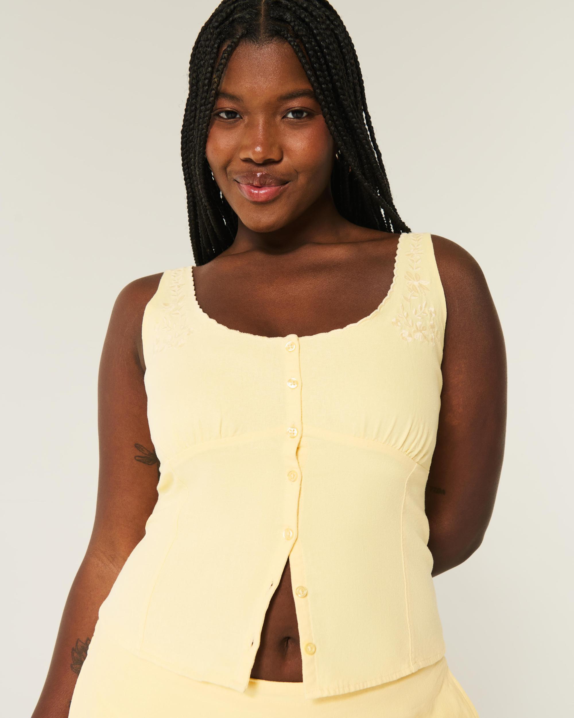 Linen Blend Button-Through Top Product Image