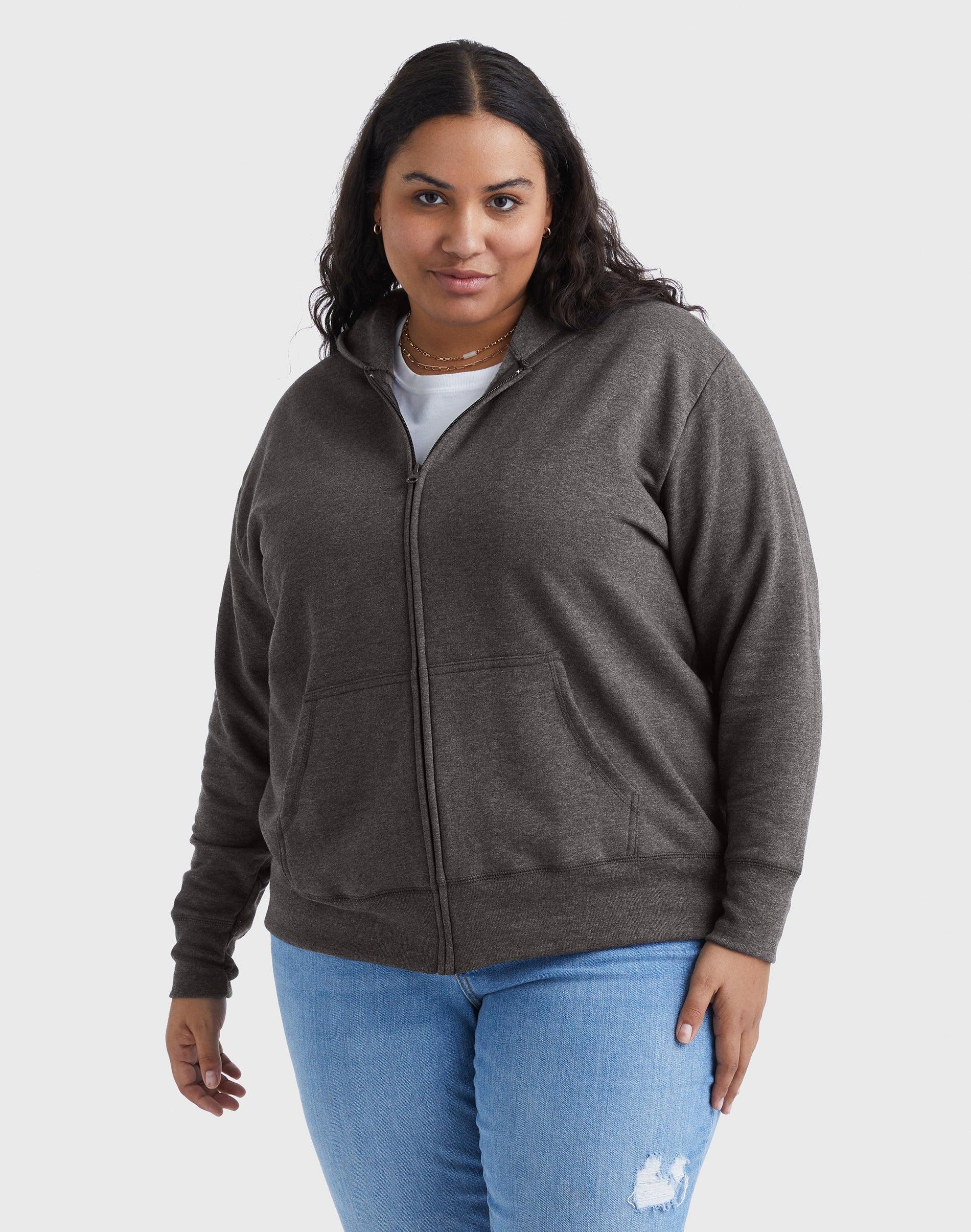 Hanes Just My Size EcoSmart Womens Full-Zip Fleece Hoodie (Plus ) Navy Heather 1X Product Image