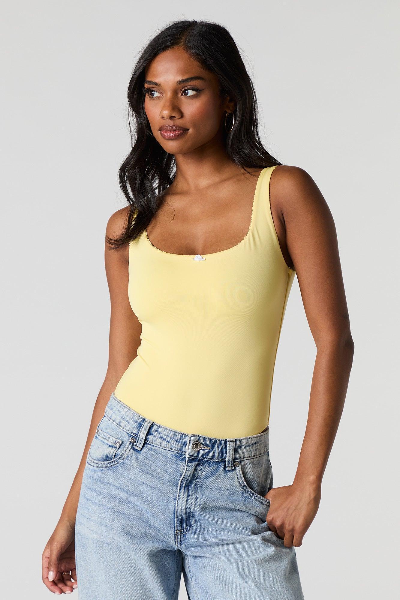 Contour Lace Rosette Trim Scoop Neck Bodysuit Female Product Image