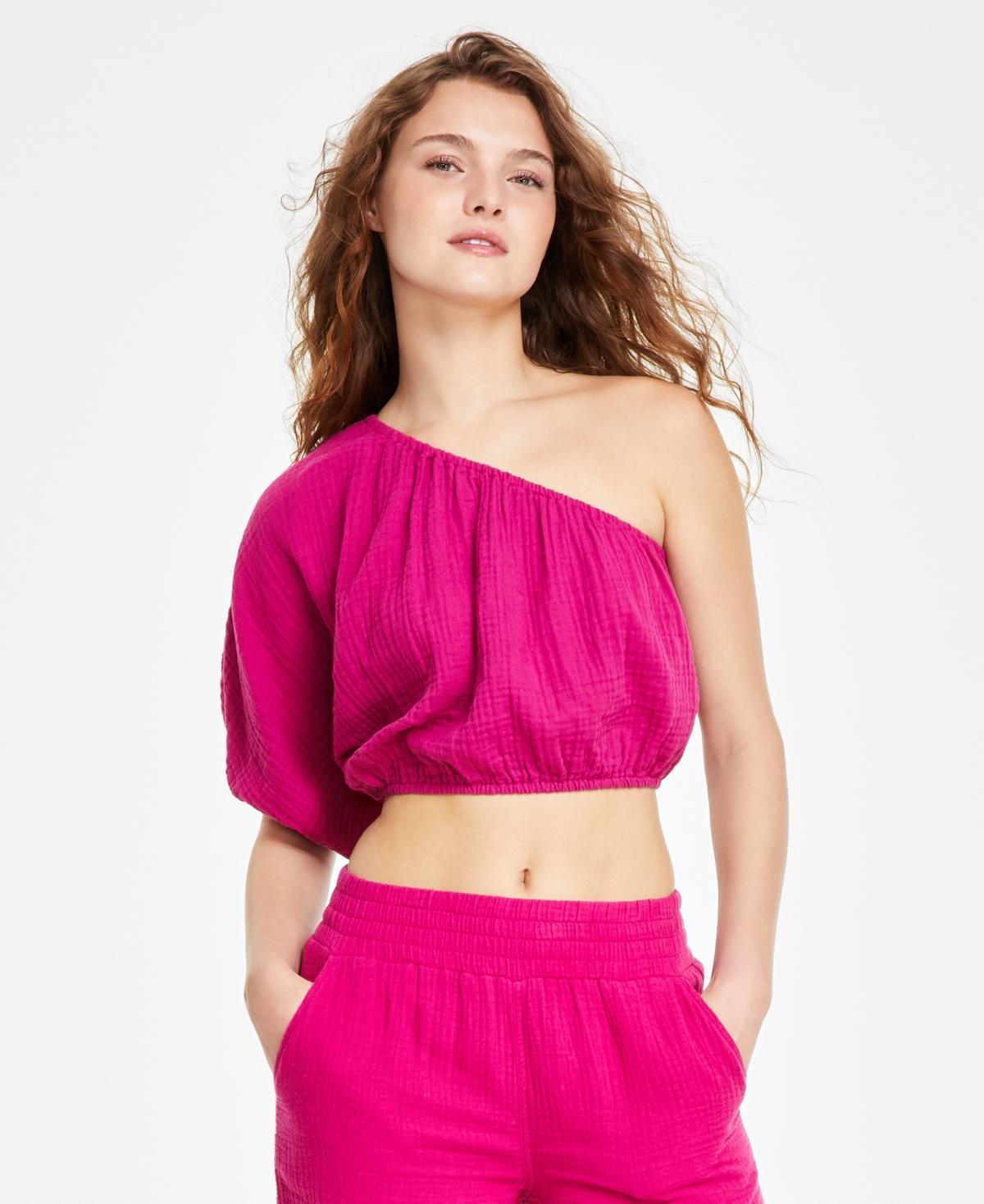 Dkny Jeans Womens One-Shoulder Cropped Top Product Image
