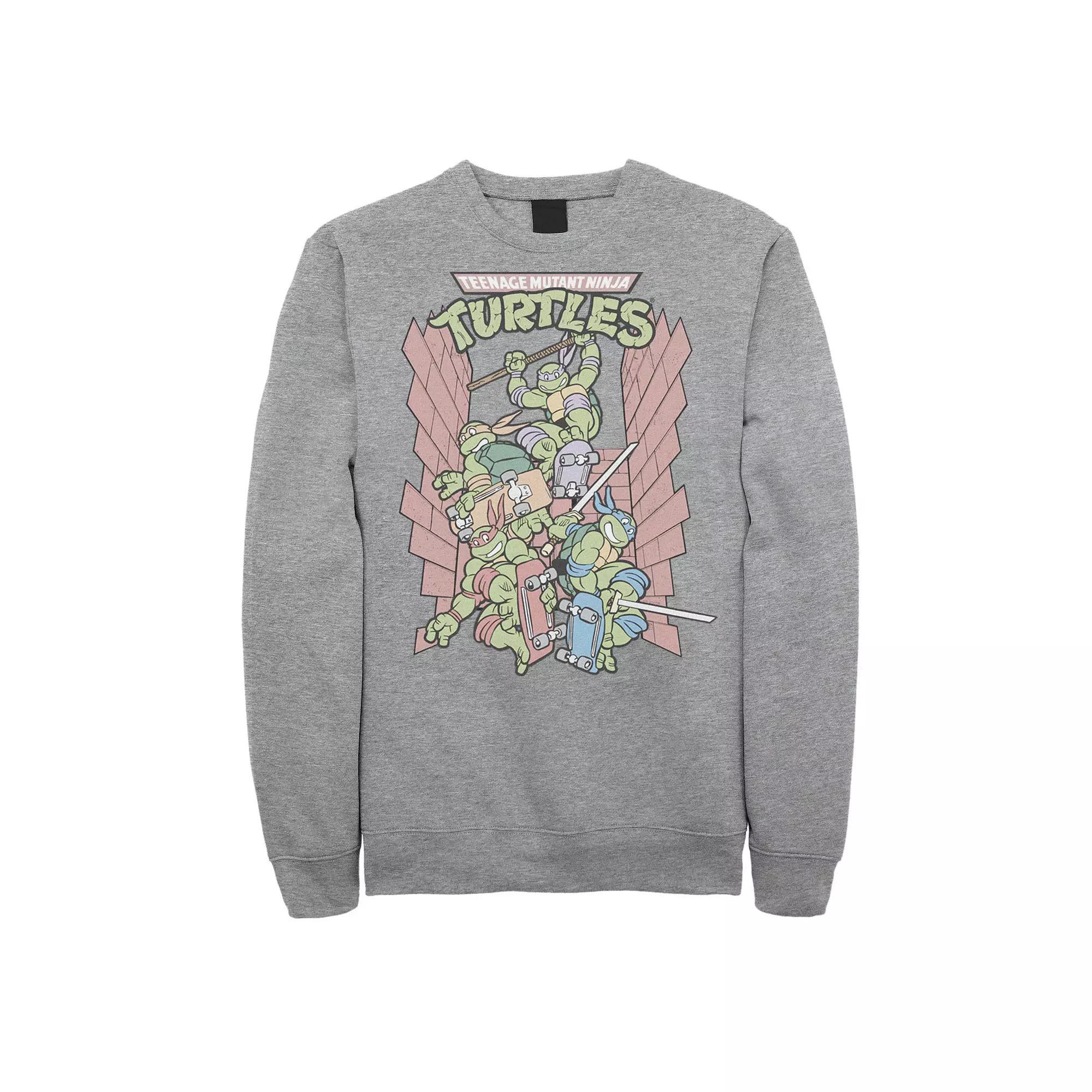 Big & Tall Nickelodeon Teenage Mutant Ninja Turtles Skateboarding Group Fleece Sweatshirt, Men's, Size: XL Tall, Athletic Grey Product Image