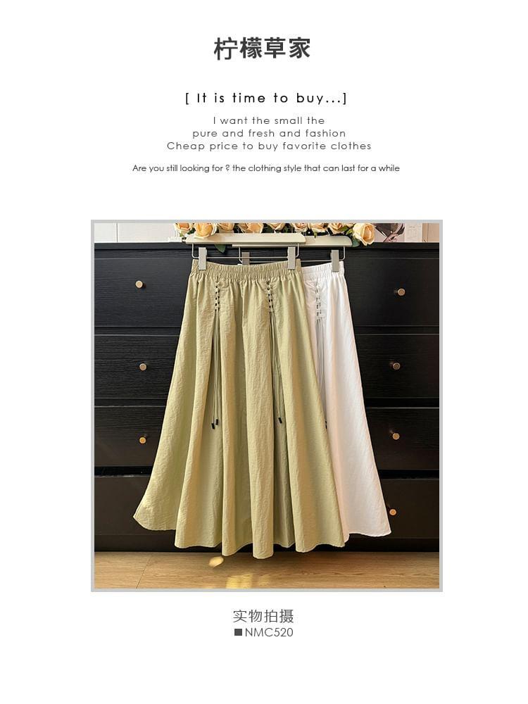 High-Waist A-Line Midi Skirt Product Image