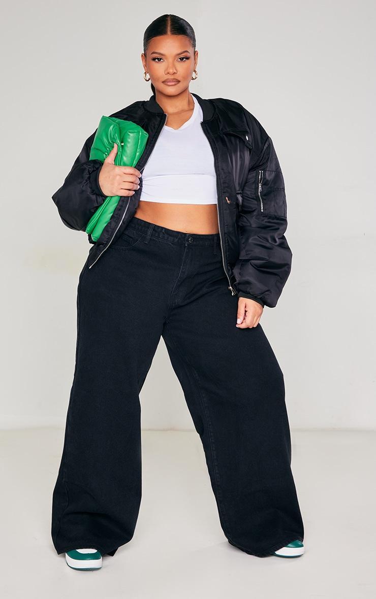 Plus Black High Waist Faded Boyfriend Jeans Product Image