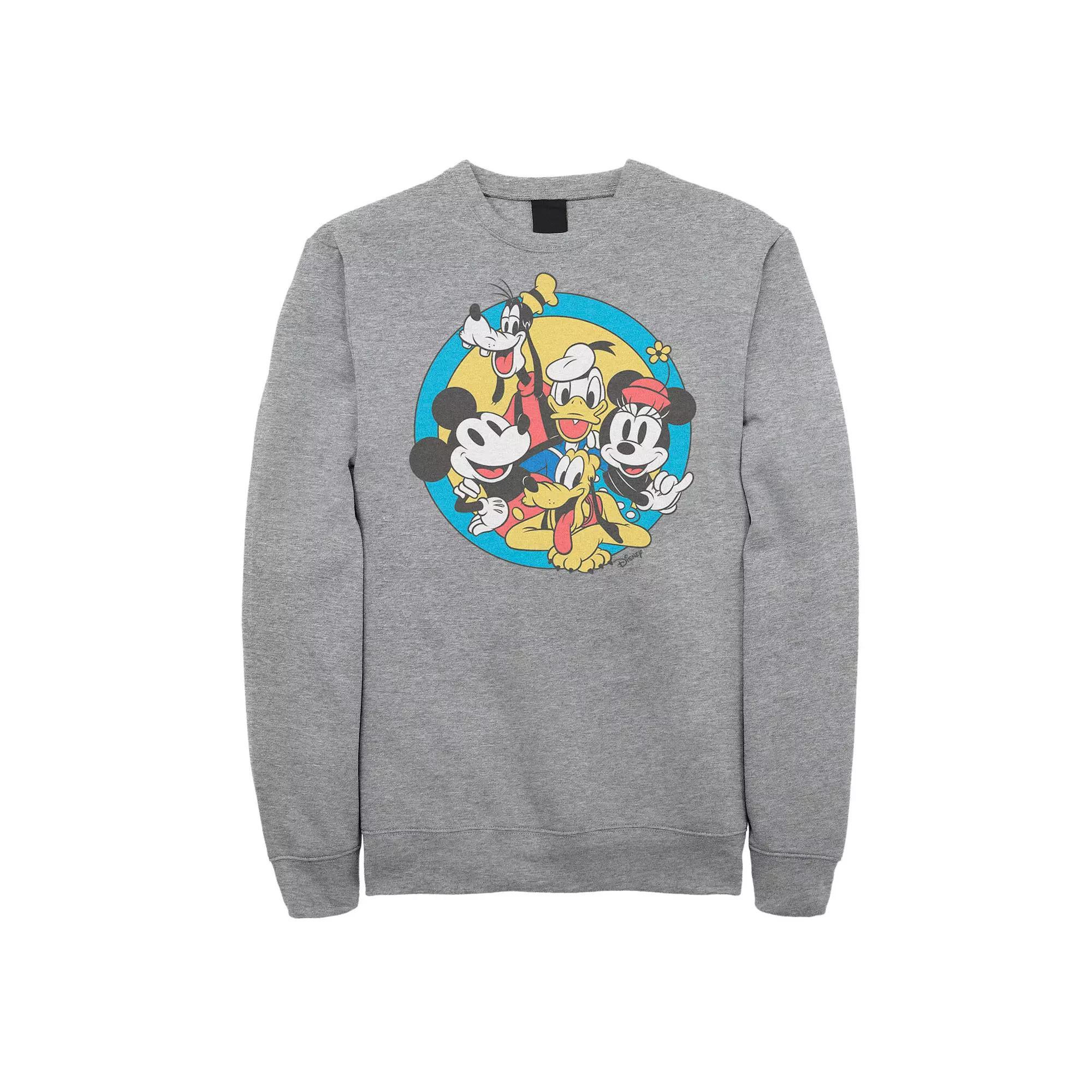 Disney's Mickey Mouse & Friends Big & Tall Retro Group Shot Graphic Fleece, Men's, Size: 5XB, Athletic Grey Product Image