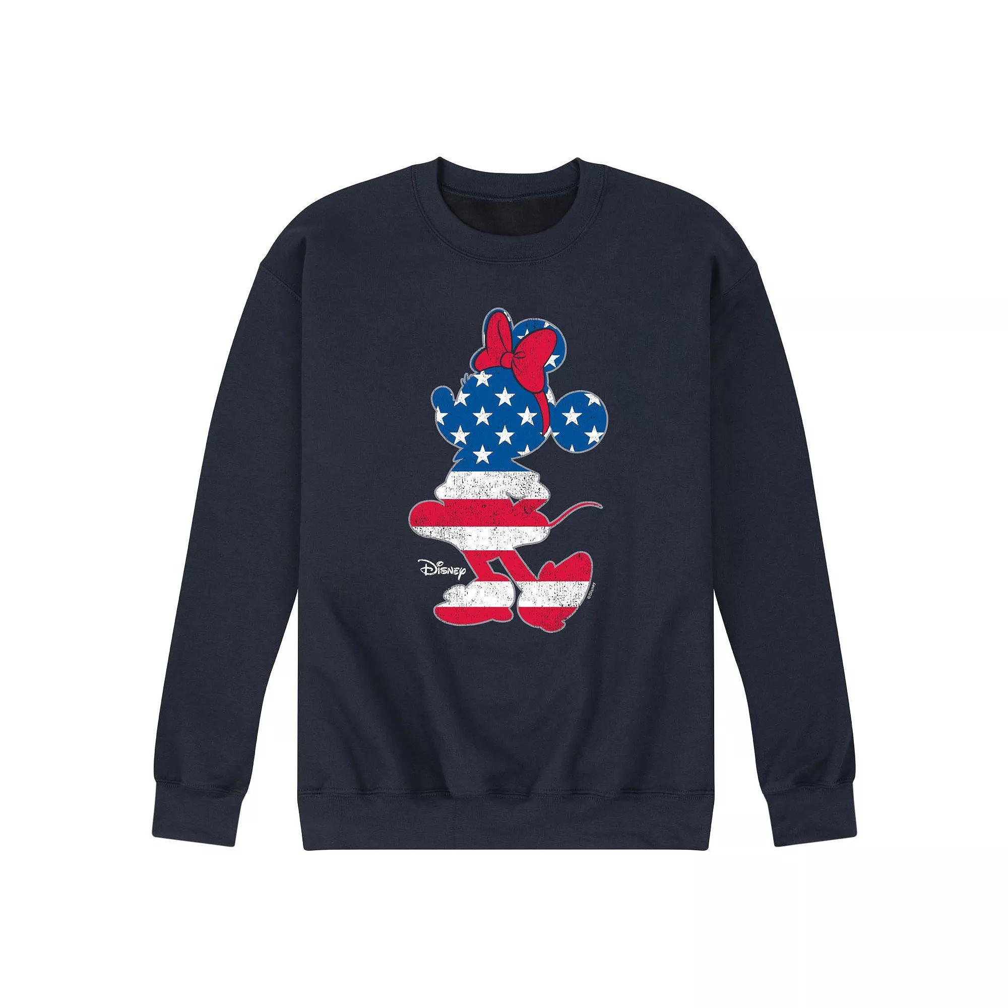Disneys Minnie Mouse Mens Americana Fleece Sweatshirt Blue Product Image