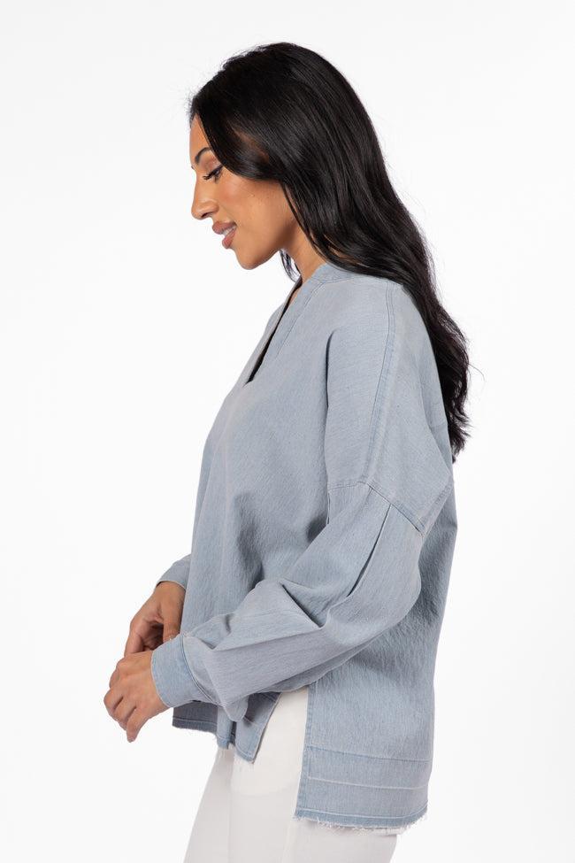 Before Daylight Light Wash Chambray Blouse FINAL SALE Product Image