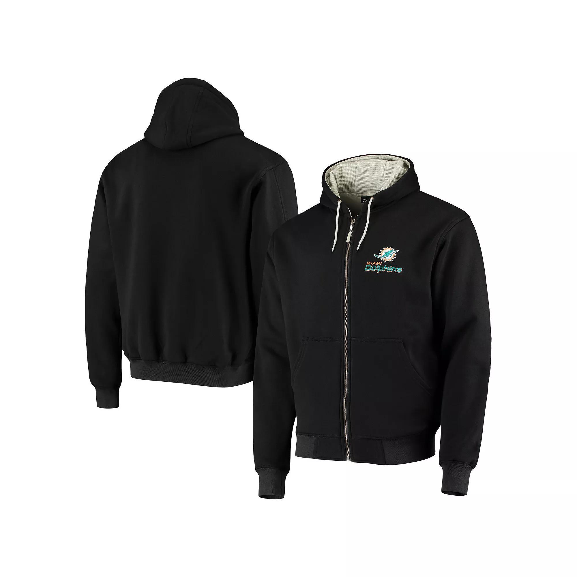 Men's Dunbrooke Black Miami Dolphins Craftsman Thermal-Lined Full-Zip Hoodie, Size: Small Product Image