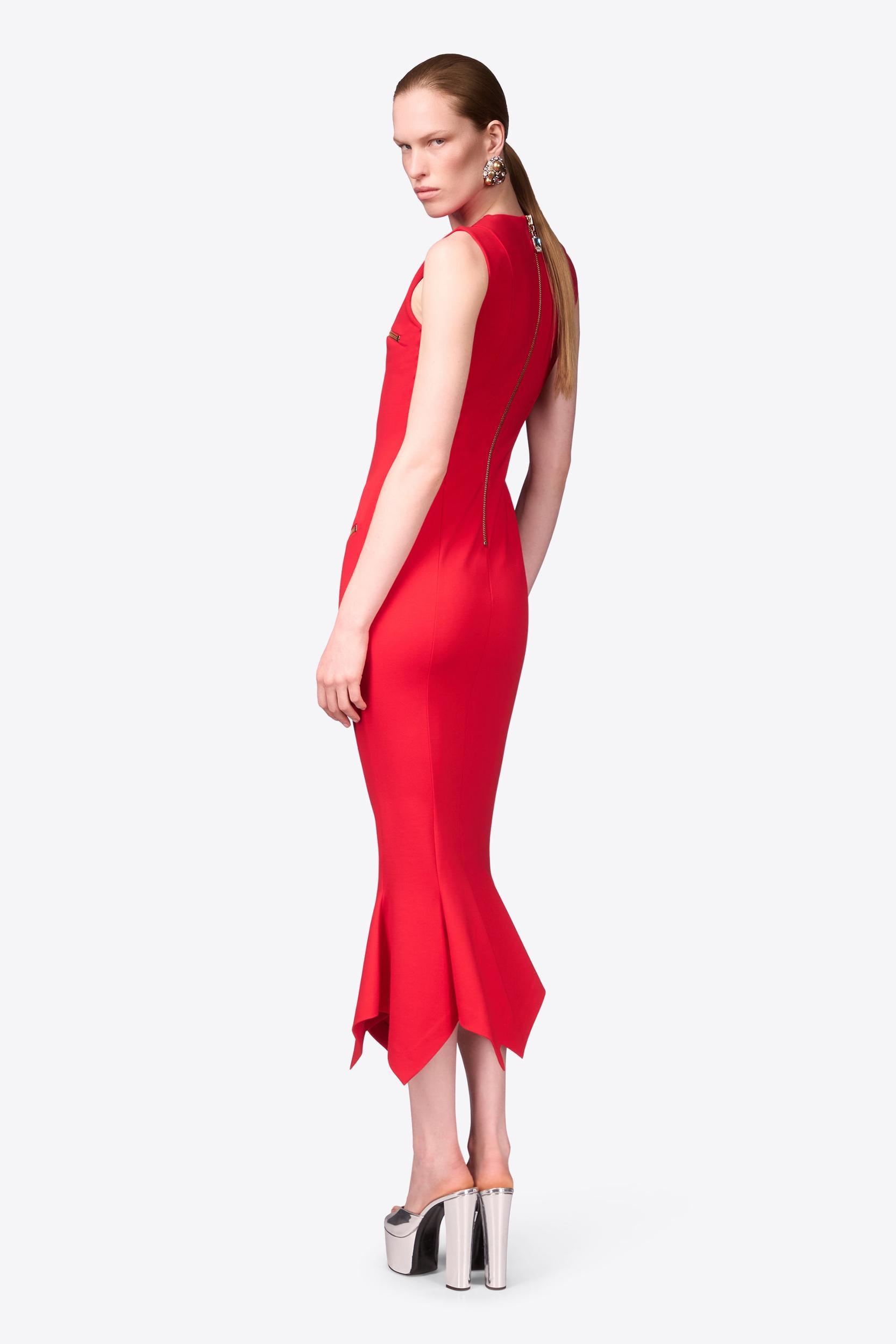 Handkerchief Zipper Midi Dress Product Image