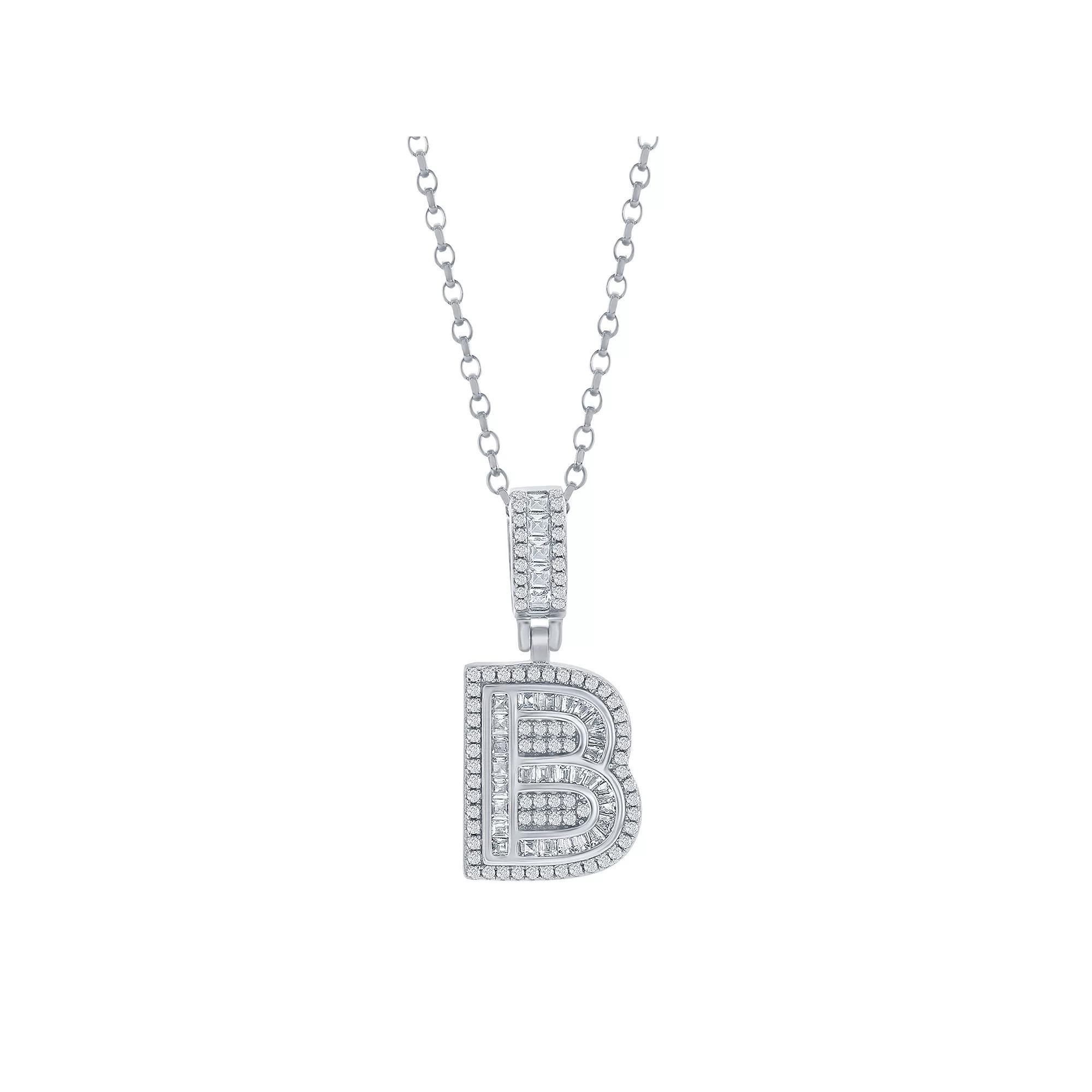 Argento Bella Sterling Silver Cubic Zirconia Initial Pendant Necklace, Women's, Size: 18", Sterling E Product Image