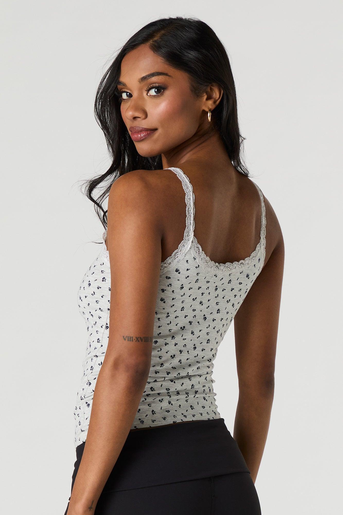 Scoop Neck Lace Trim Tank Female Product Image