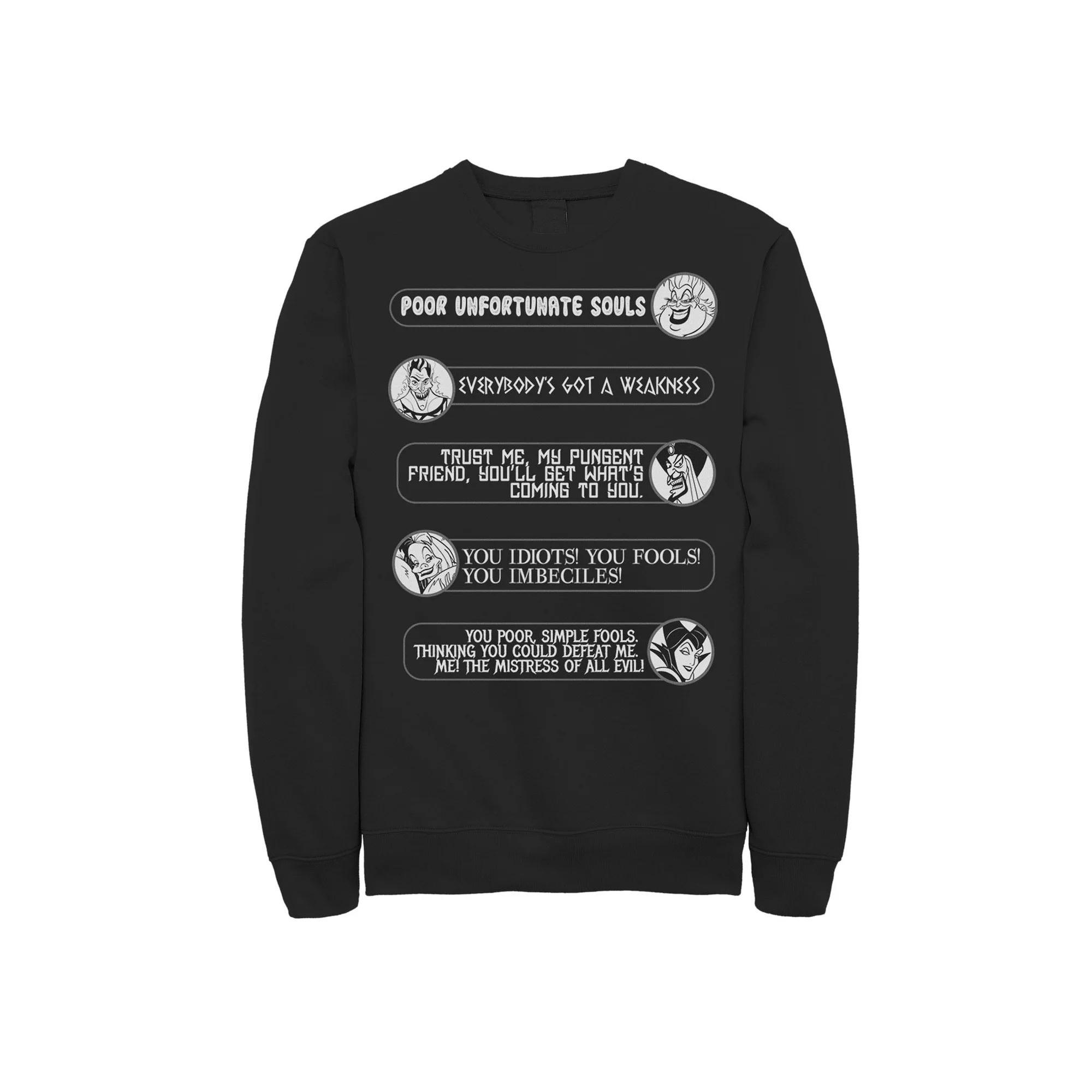 Disney Villains Men's Movie Quotes Circle Portrait Sweatshirt, Size: Large, Black Product Image
