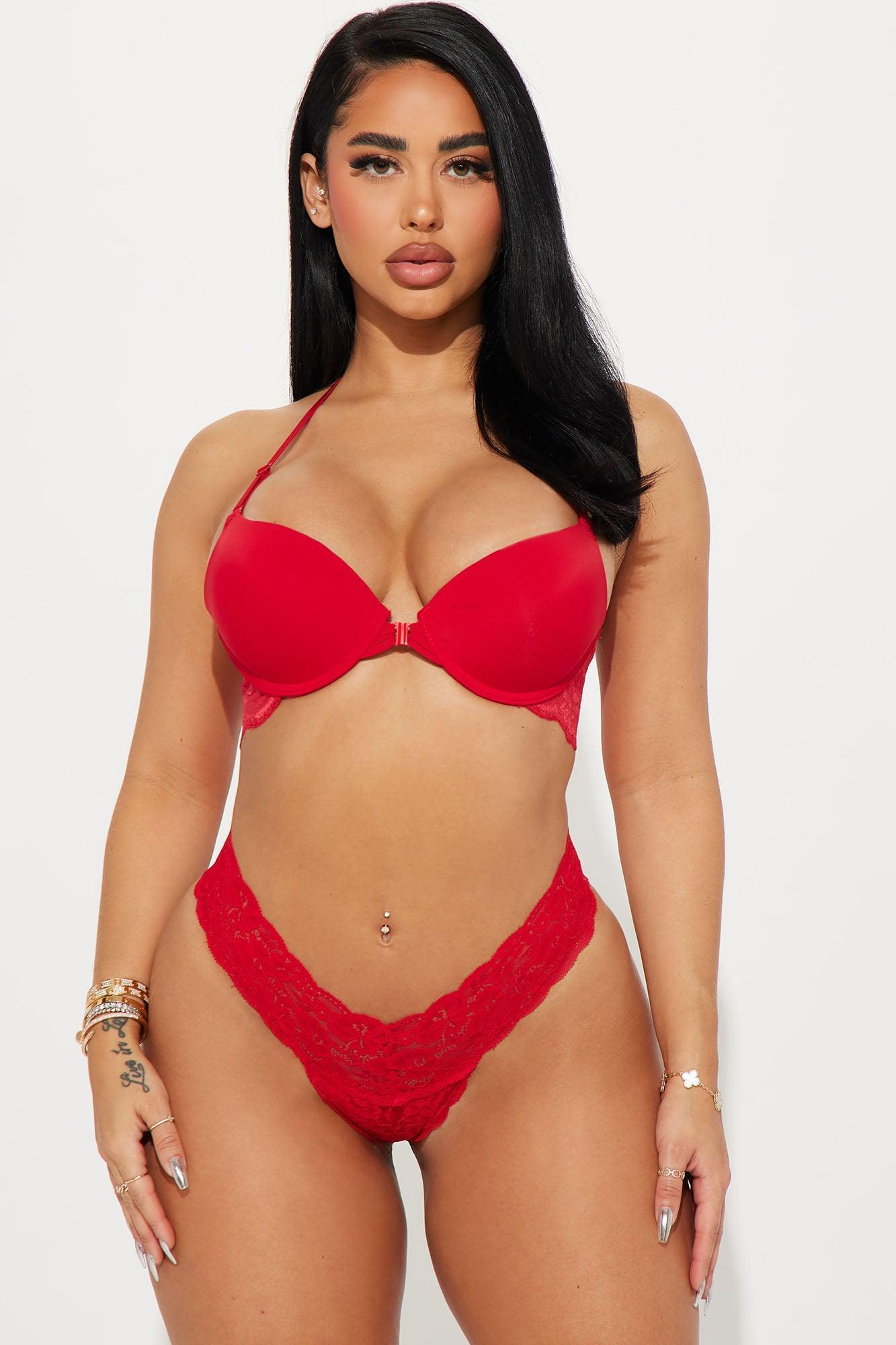 Wildflower Lace Thong Panty - Red Product Image