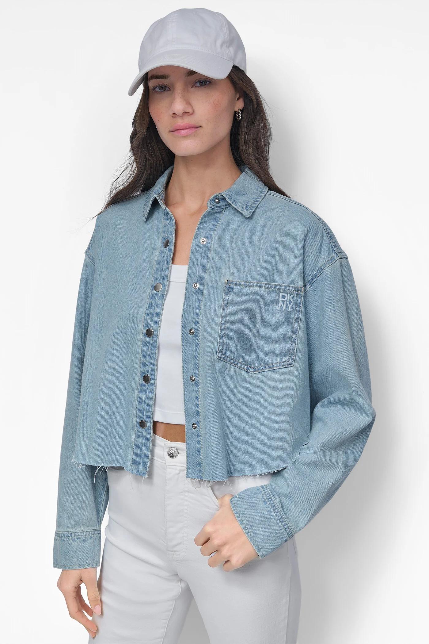 CROPPED DROP SHOULDER LOGO SHIRT Product Image