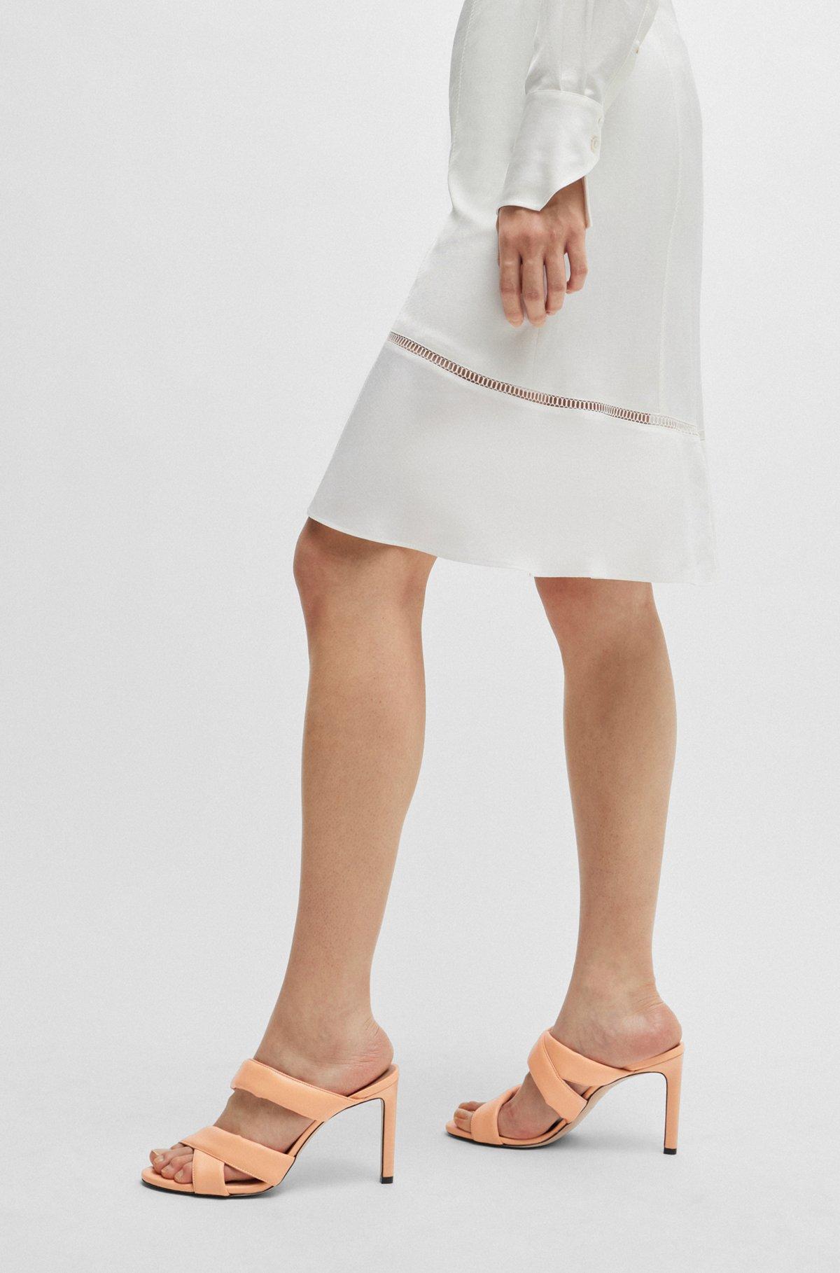 Open-toe mules in nappa leather with padded straps Product Image