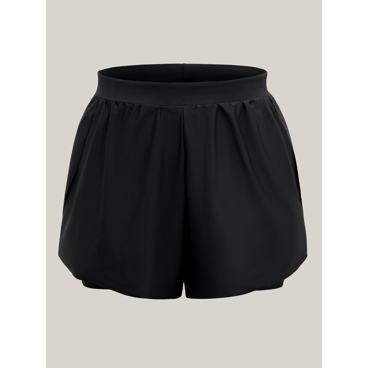 Plus Size Layered High-Waist Flared Swim Bottoms Women's Swimwear Black Beach Gathered High stretch Bodycon High Rise Curve Swim Bottoms BloomChic 30/6X Product Image