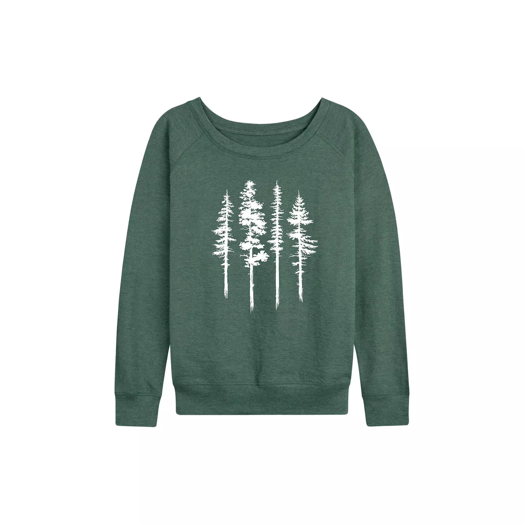 Womens Abstract Trees French Terry Long Sleeve Tee Grey Indigo Product Image