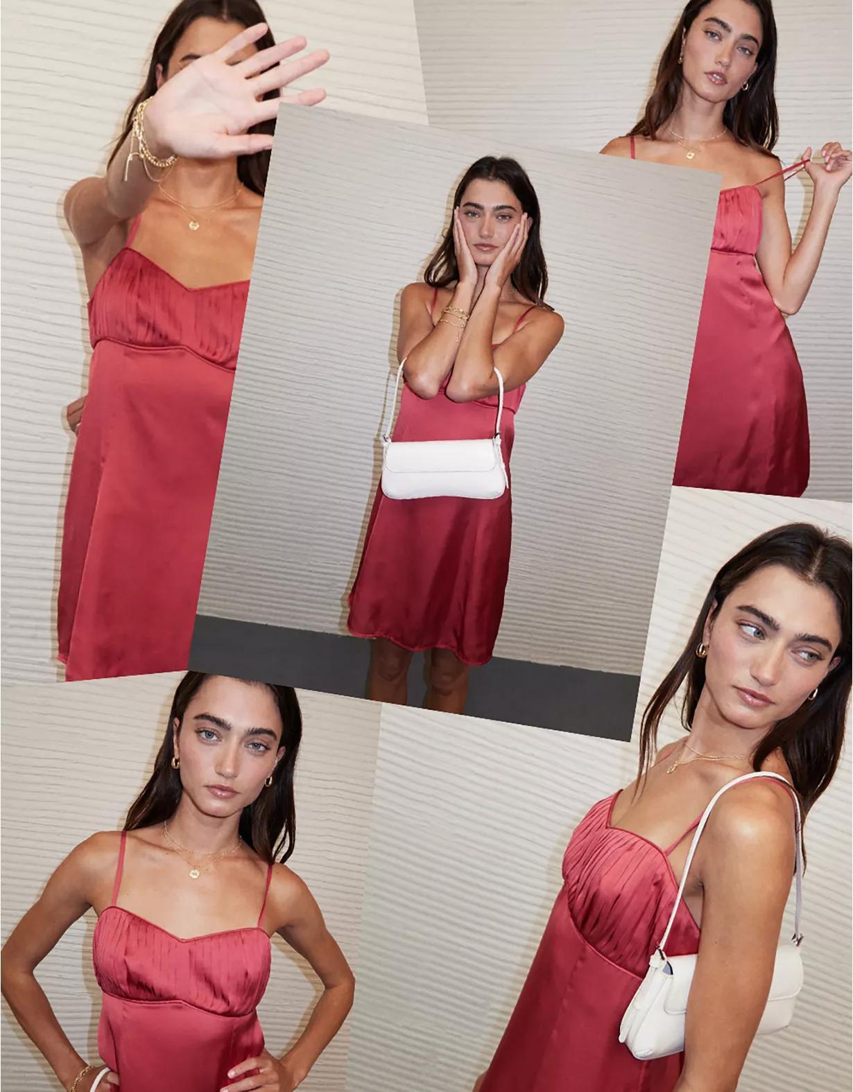 AE Satin Sweetheart Mini Slip Dress Product Image