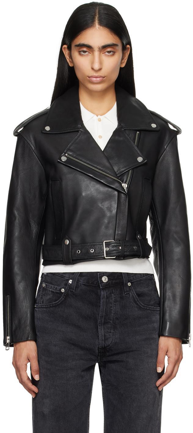 CITIZENS OF HUMANITY Kindra Cropped Leather Moto Jacket In Black Product Image