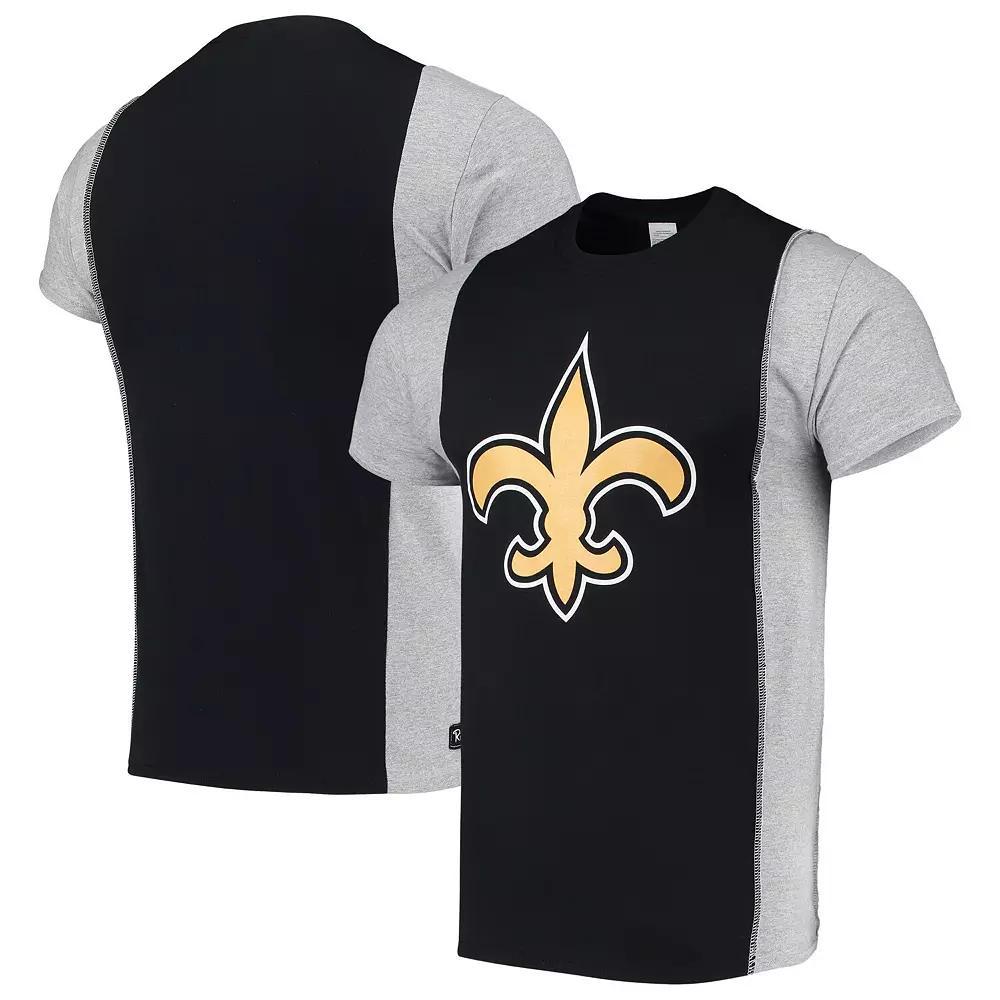 Men's Refried Apparel Black/Gray New Orleans Saints Sustainable Upcycled Split T-Shirt, Size: 2XL Product Image